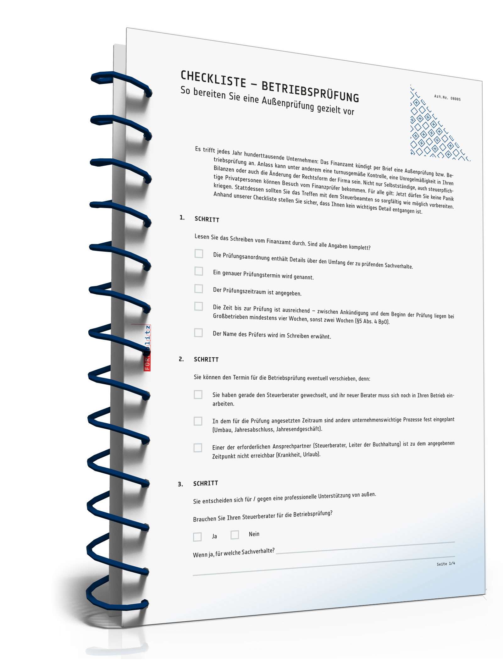 Hauptbild des Produkts: Checkliste Vorbereitung Betriebsprüfung