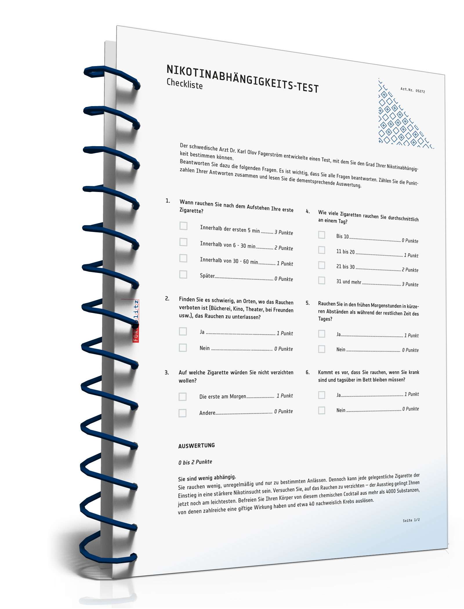 Hauptbild des Produkts: Checkliste Nikotinabhängigkeit