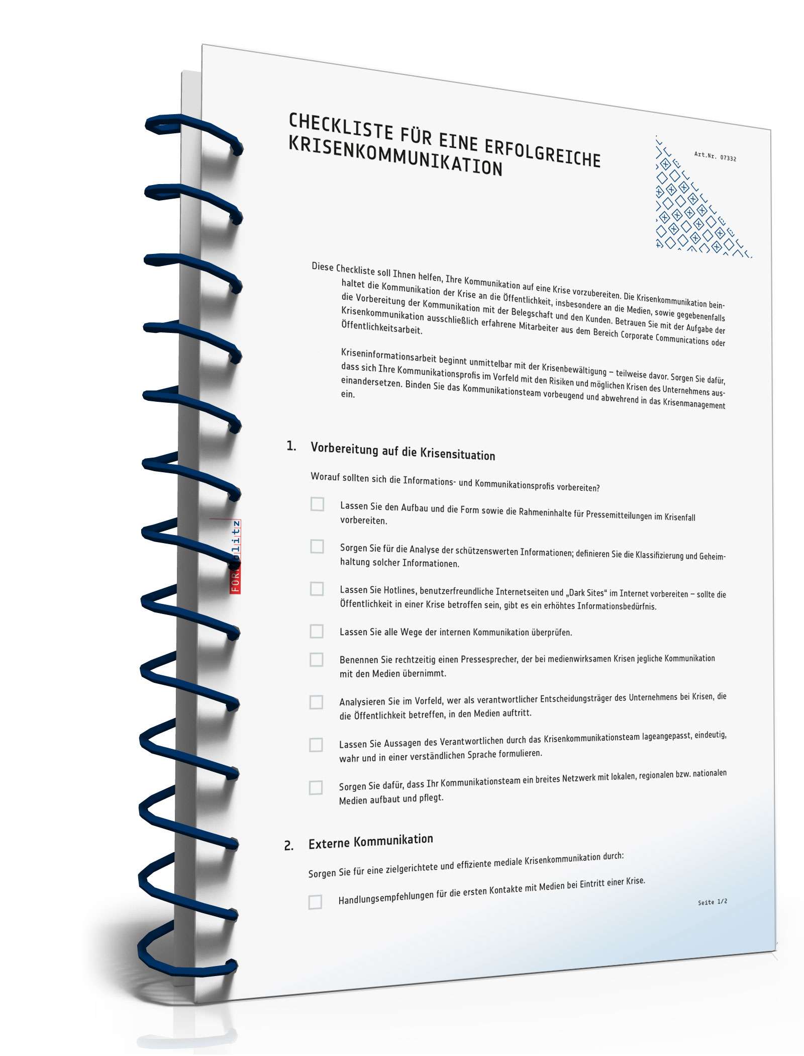 Hauptbild des Produkts: Krisenkommunikation Checkliste