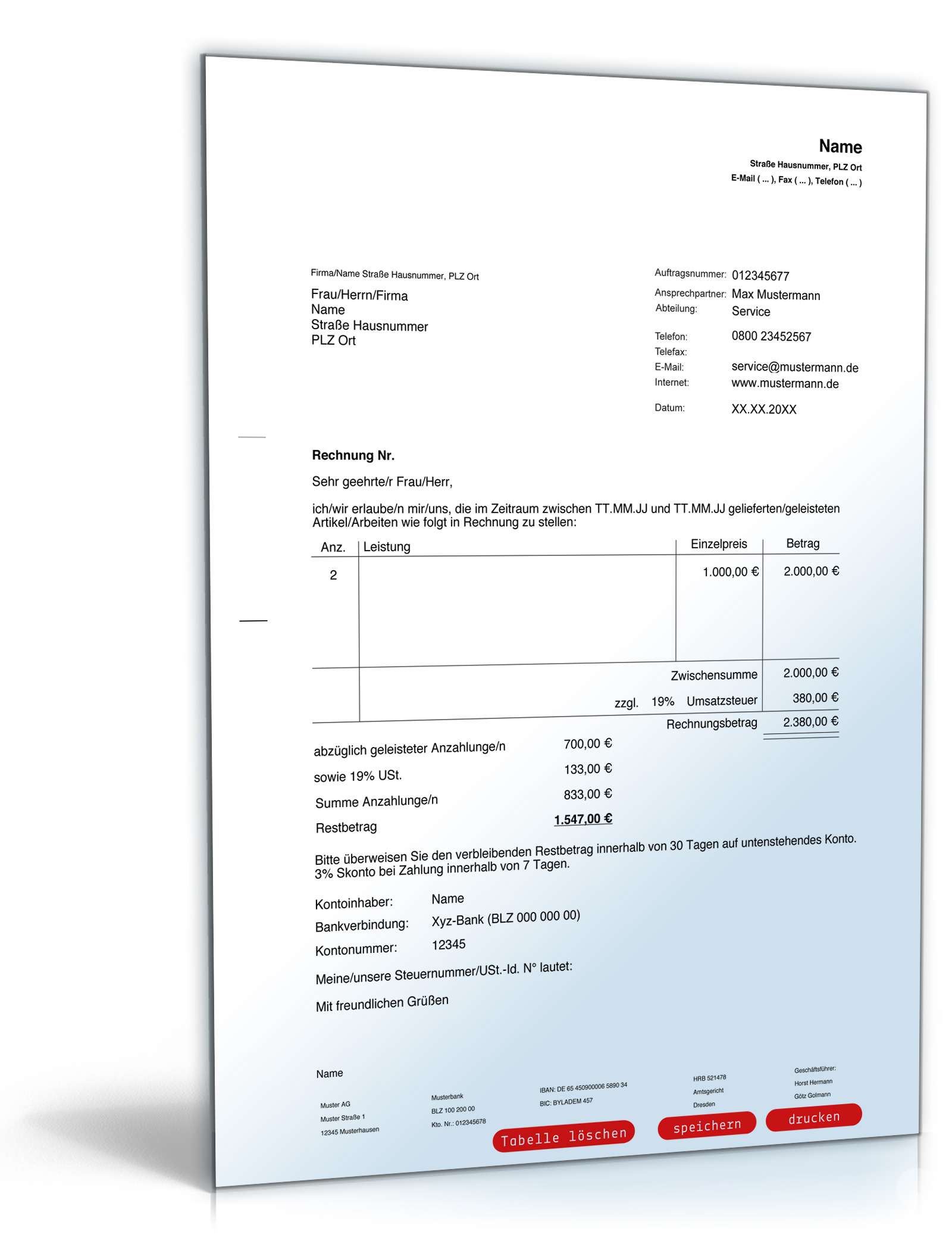 Hauptbild des Produkts: Endrechnung