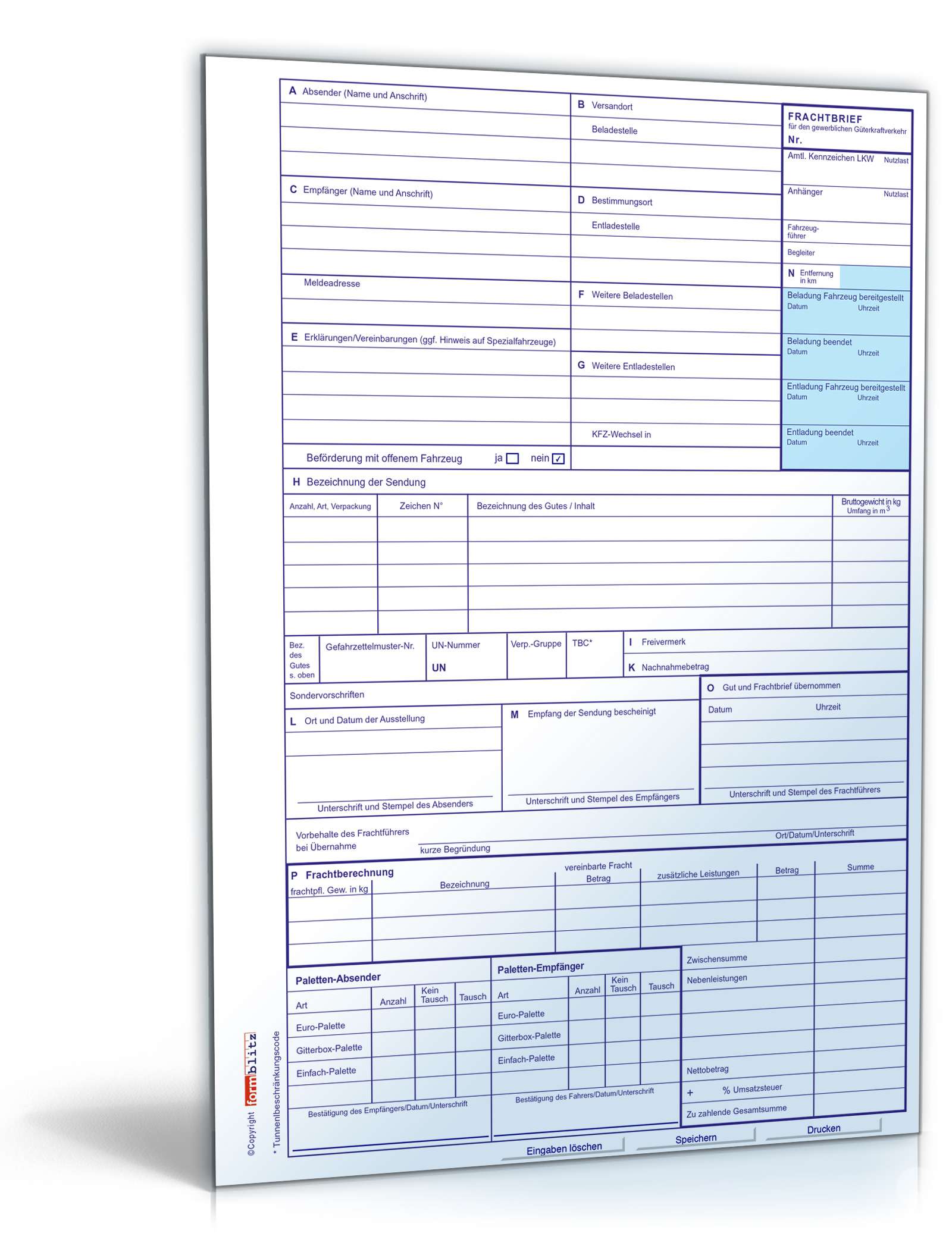 Nationaler Frachtbrief Formular Zum Download