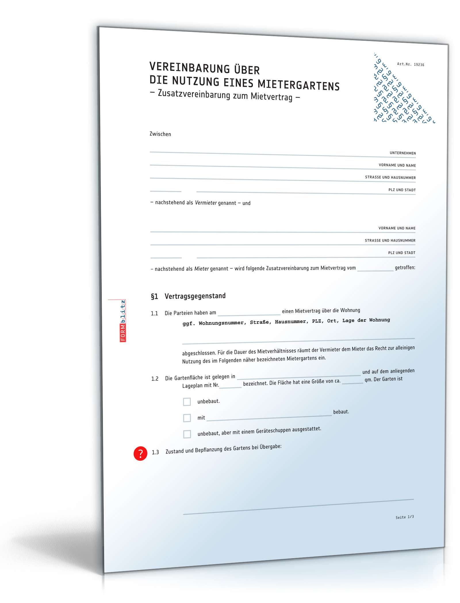 Vereinbarung Nutzung Mietergarten Muster Zum Download