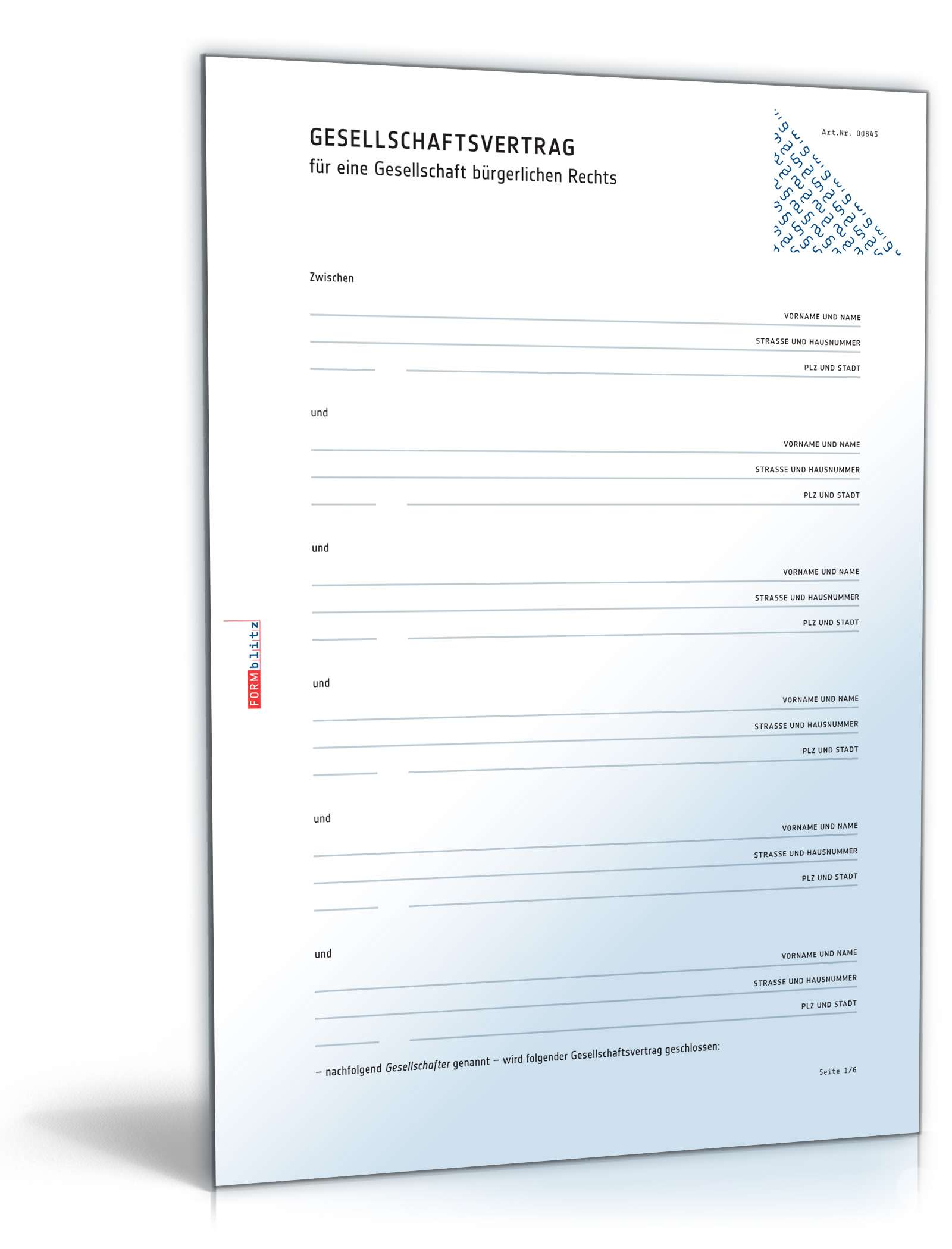 Hauptbild des Produkts: GbR-Gesellschaftsvertrag