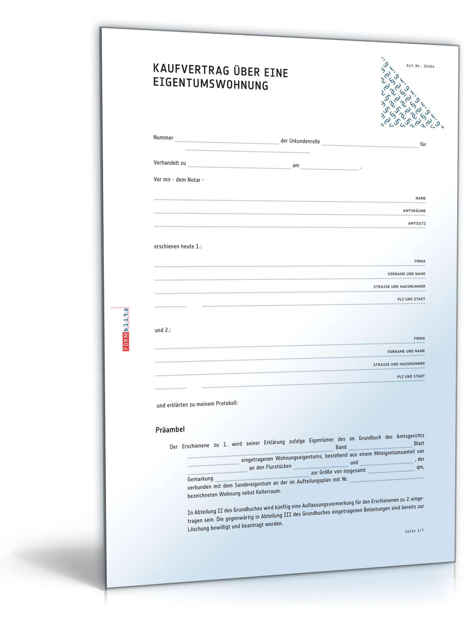 Hauptbild des Produkts: Kaufvertrag Eigentumswohnung