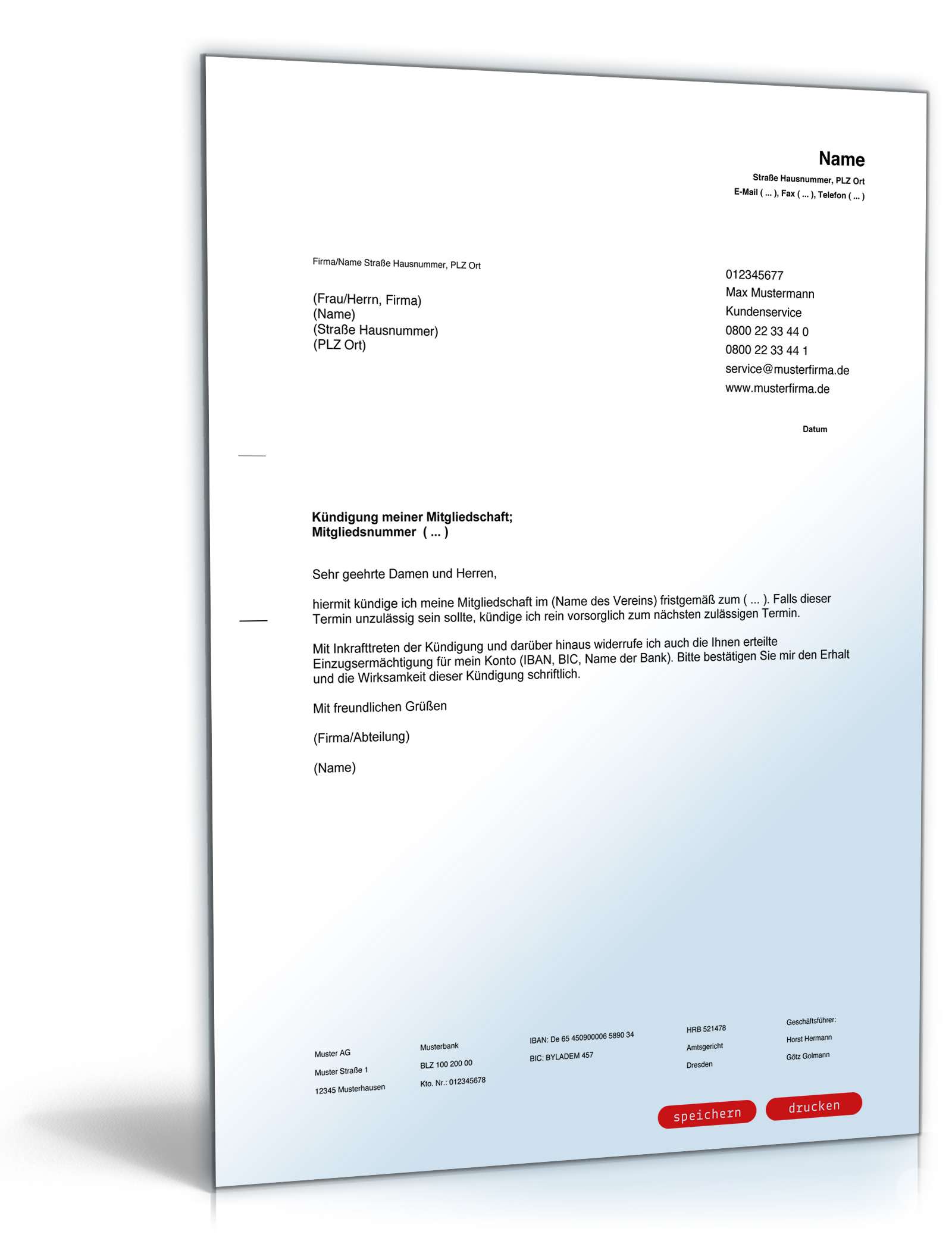 Kündigung mitgliedschaft verein