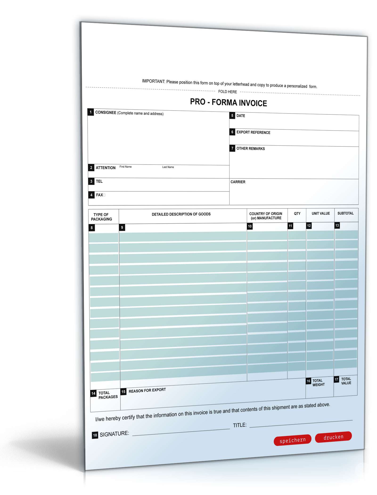 Hauptbild des Produkts: Proforma-Rechnung