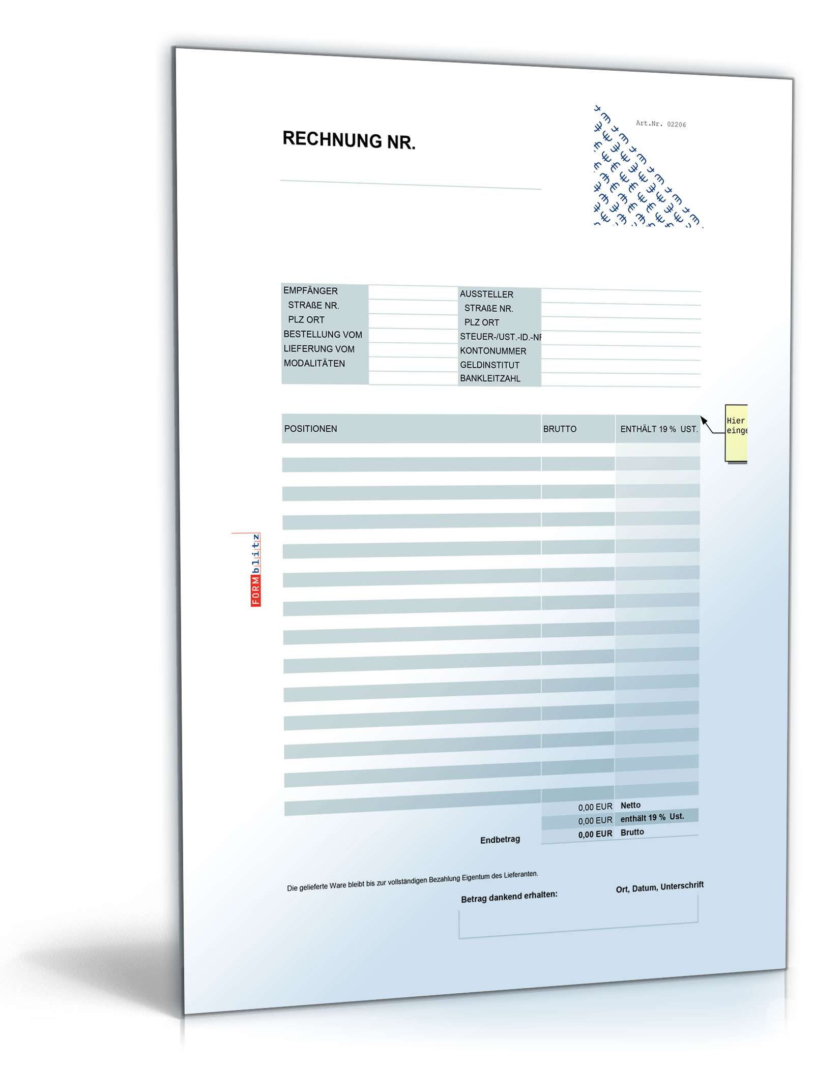 Hauptbild des Produkts: Rechnung brutto mit Summierung von Positionen