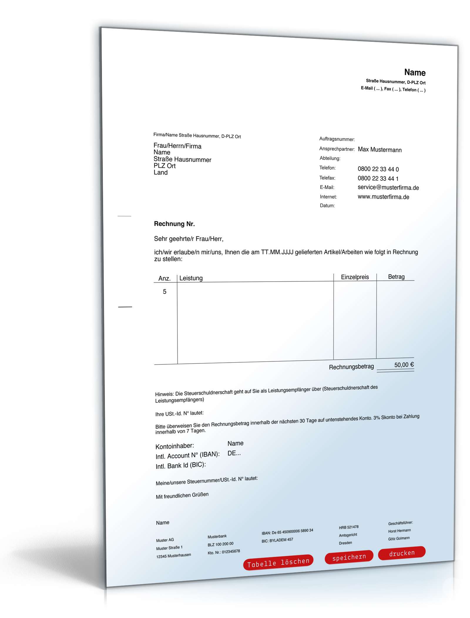 Hauptbild des Produkts: Rechnung EU