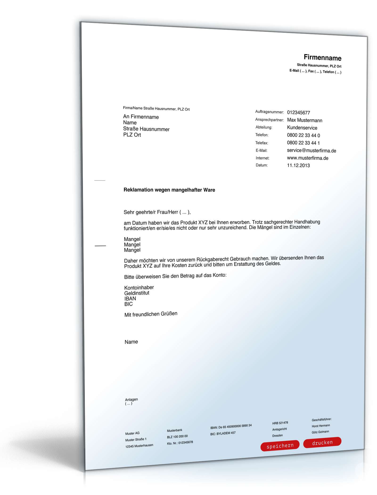 Reklamation Defekter Ware Rechtssicherer Musterbrief Zum Download