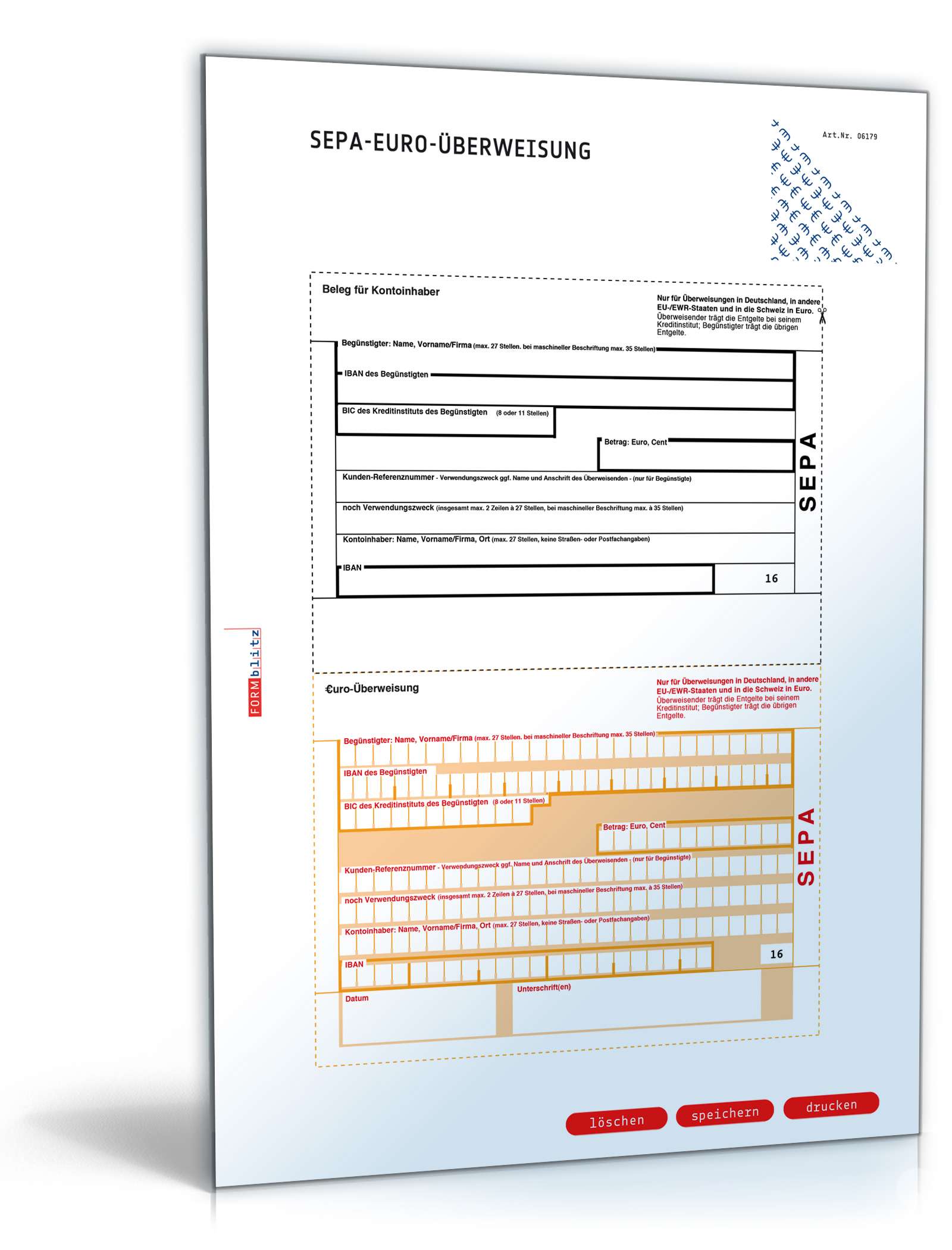 Hauptbild des Produkts: Bankformular EU-Standardüberweisung