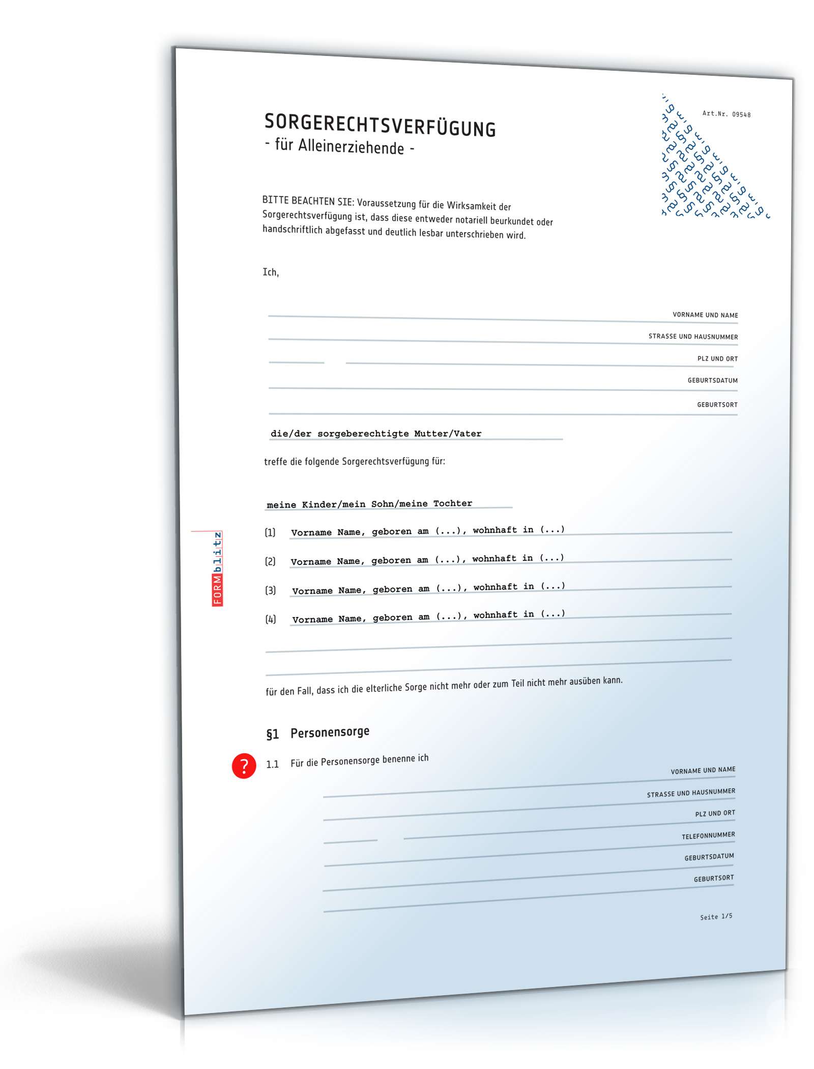 Alleiniges sorgerecht für muster vollmacht Sorgeerklärung
