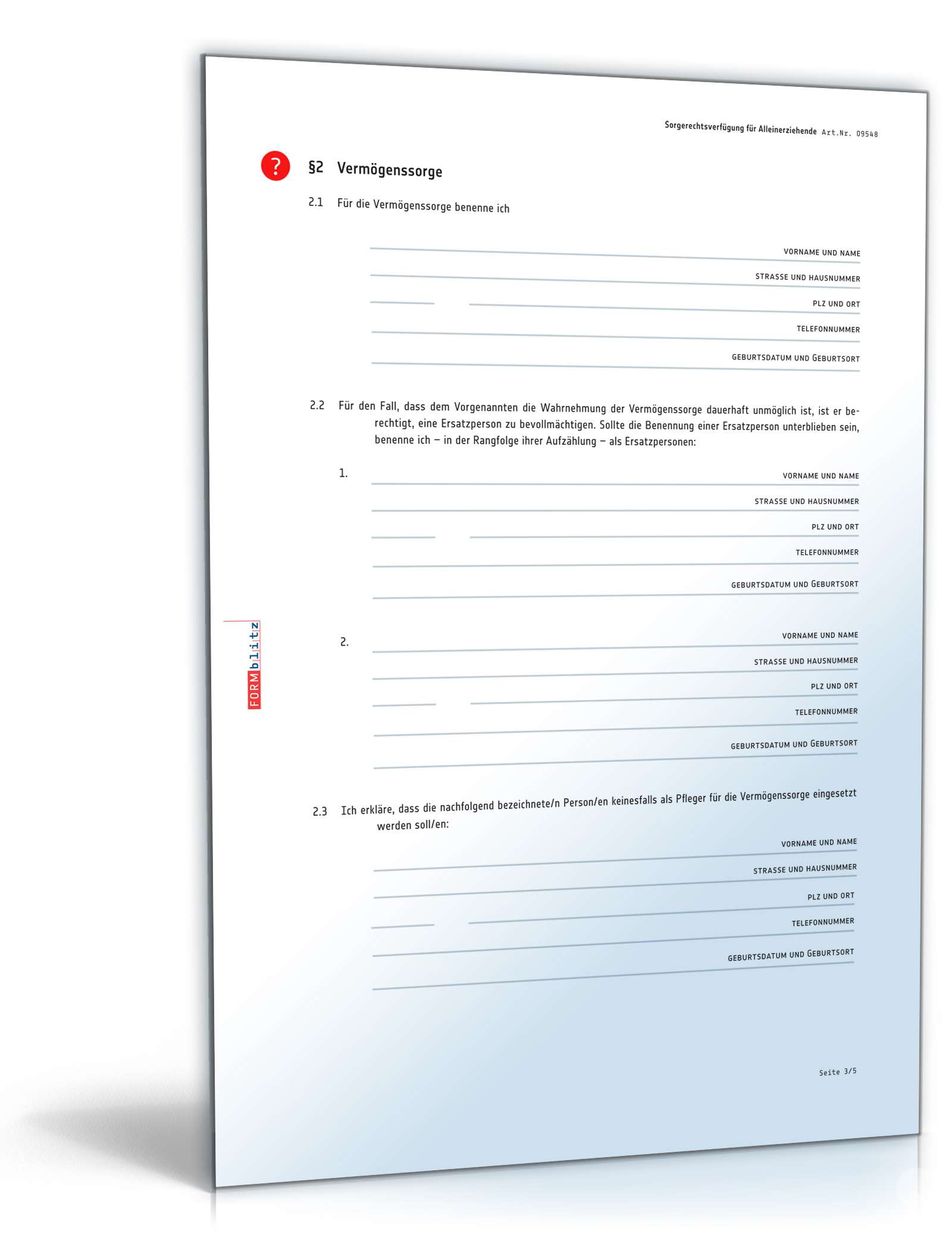 Sorgerechtsverfügung Alleinerziehende | Vorlage zum Download