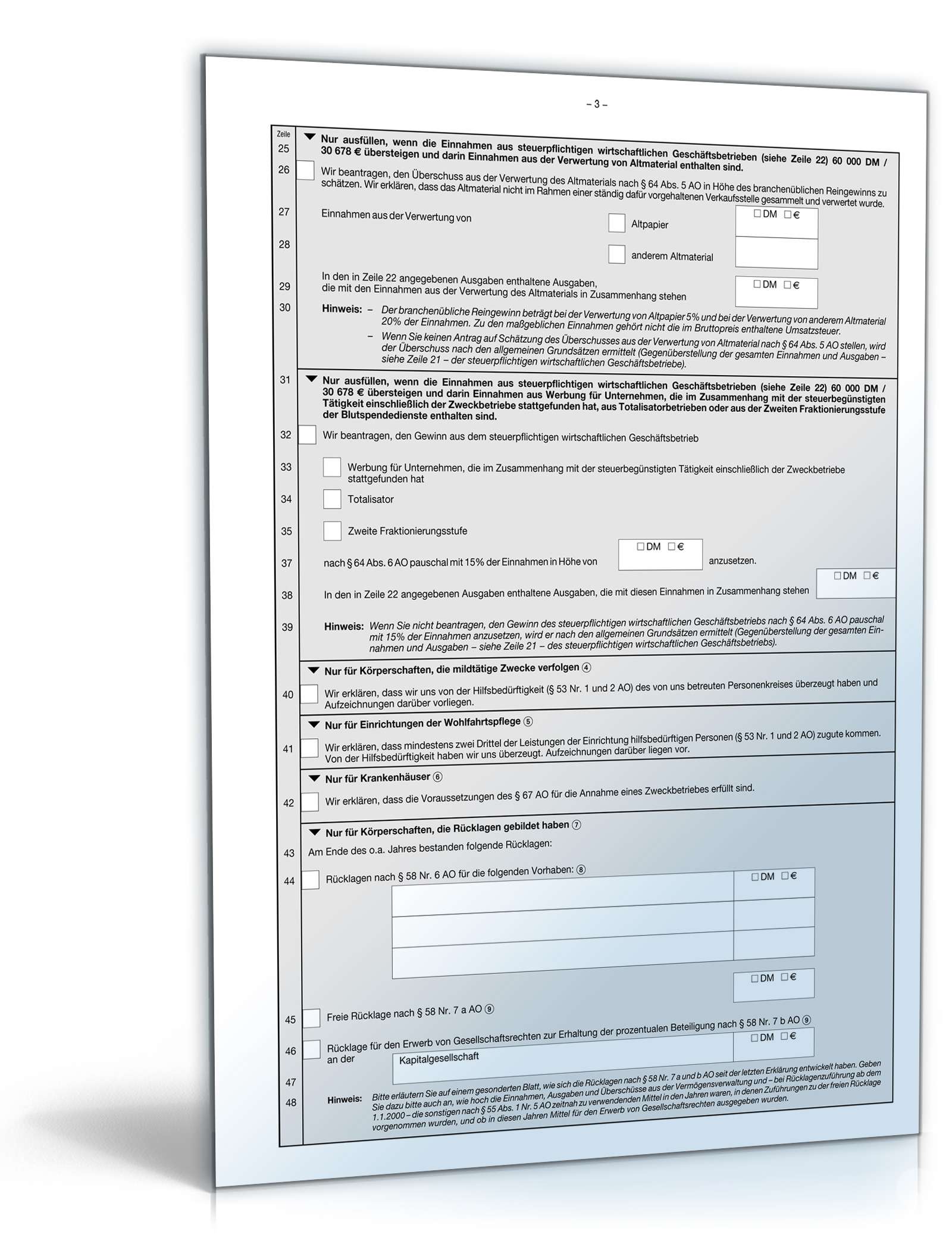 Körperschaftsteuererklärung 2000 bis 2009 | Formular zum Download