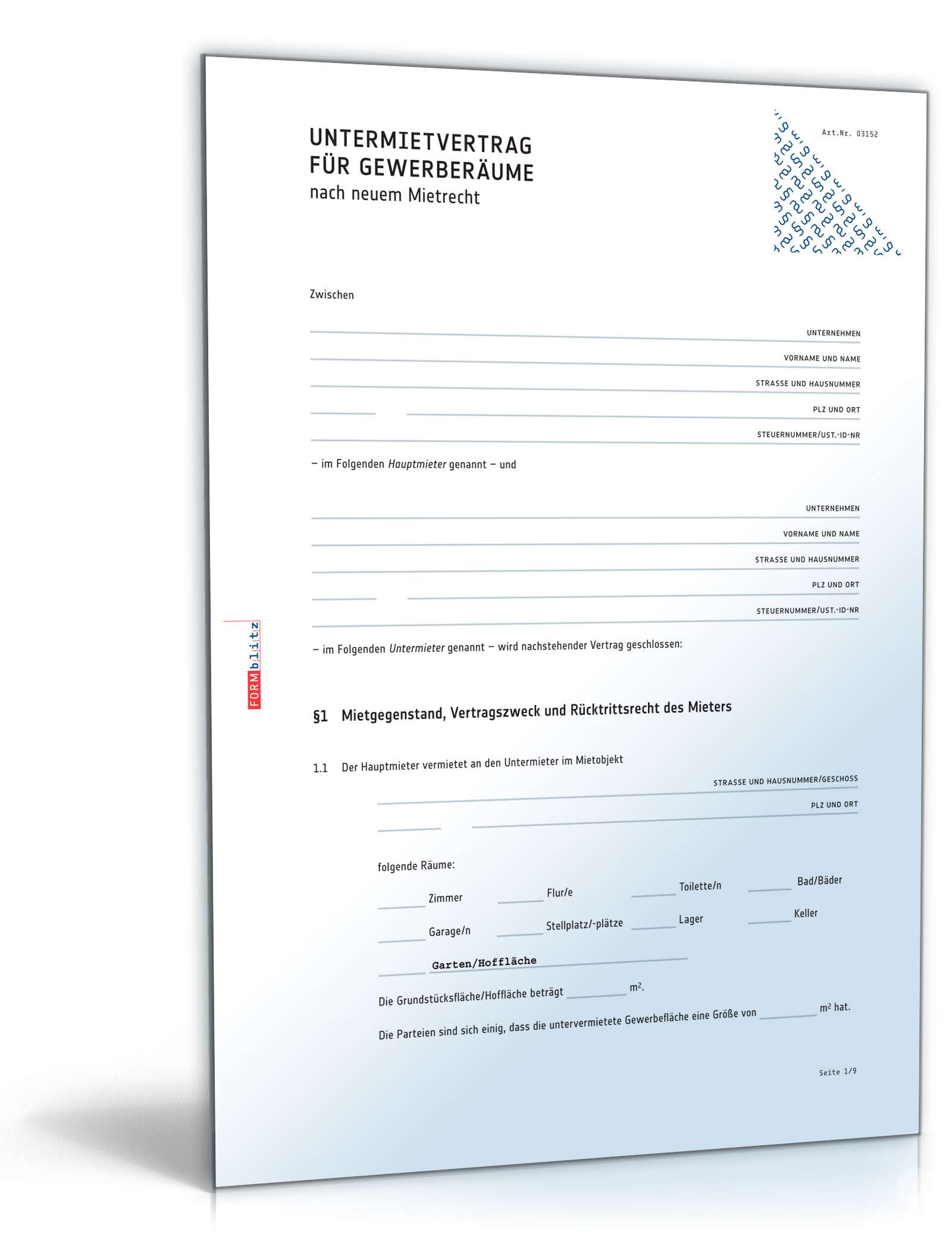 Untermietvertrag Gewerblich ~ Mietvertrag Kfz Privat Einfacher Vertrag ...