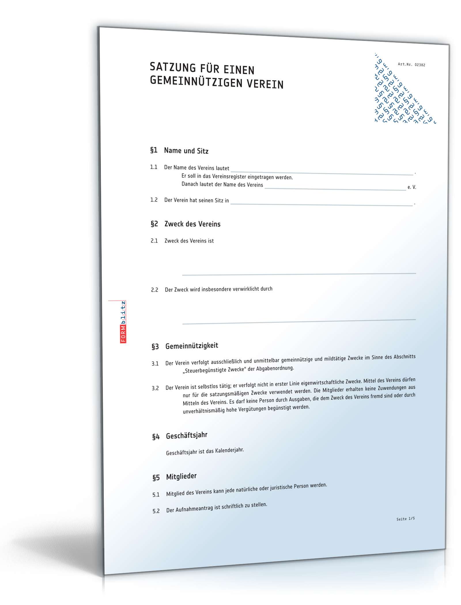 Satzung Gemeinnütziger Verein Muster Zum Download
