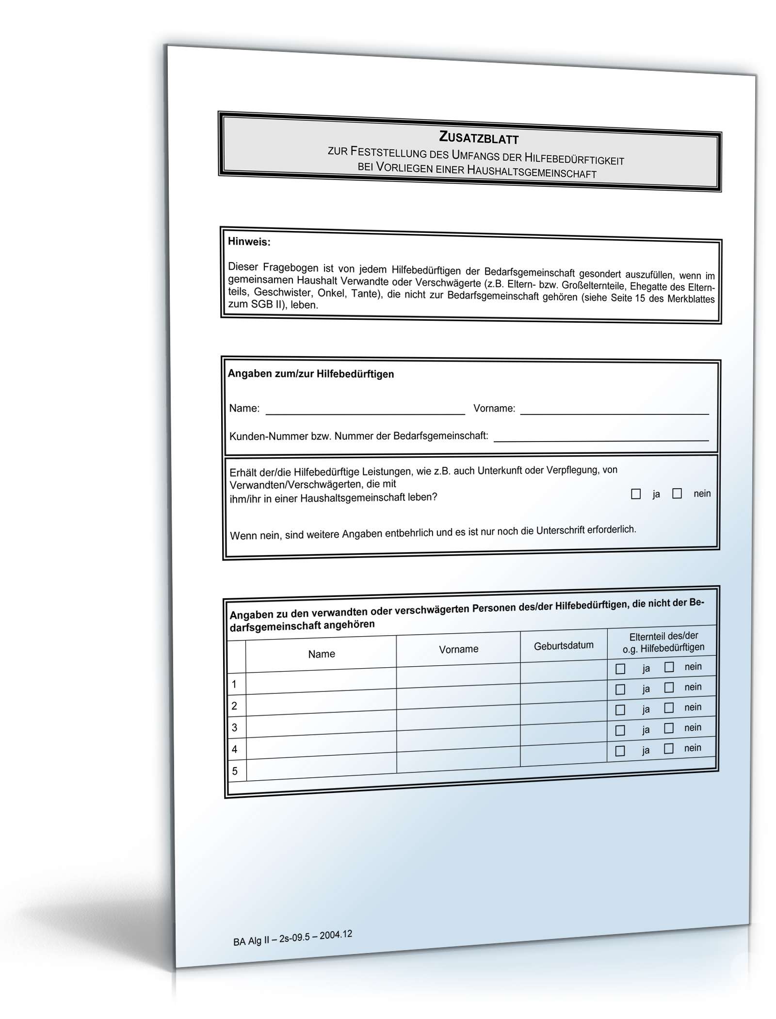 Hauptbild des Produkts: Merkblatt Zuschuss Versicherungsbeiträge zur Vermeidung von Hilfebedürftigkeit