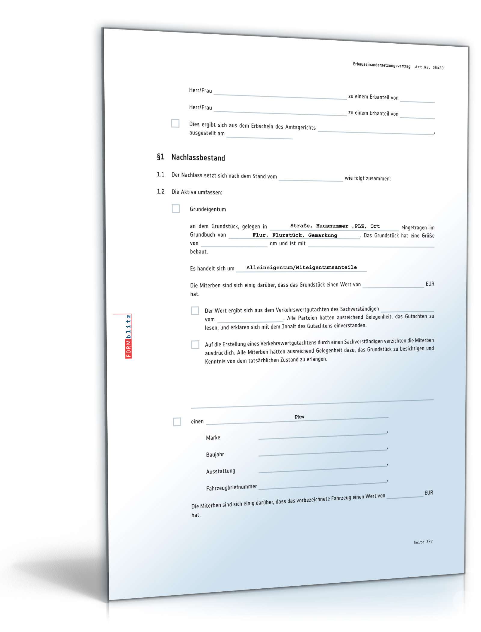 Erbauseinandersetzungsvertrag PDF. Seite: 2