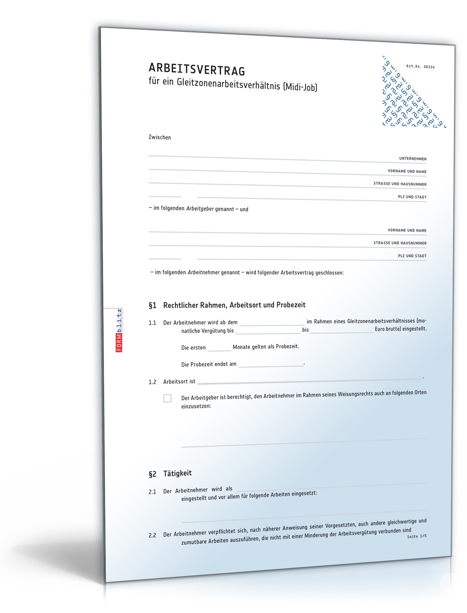 Arbeitsvertrag Gleitzone PDF