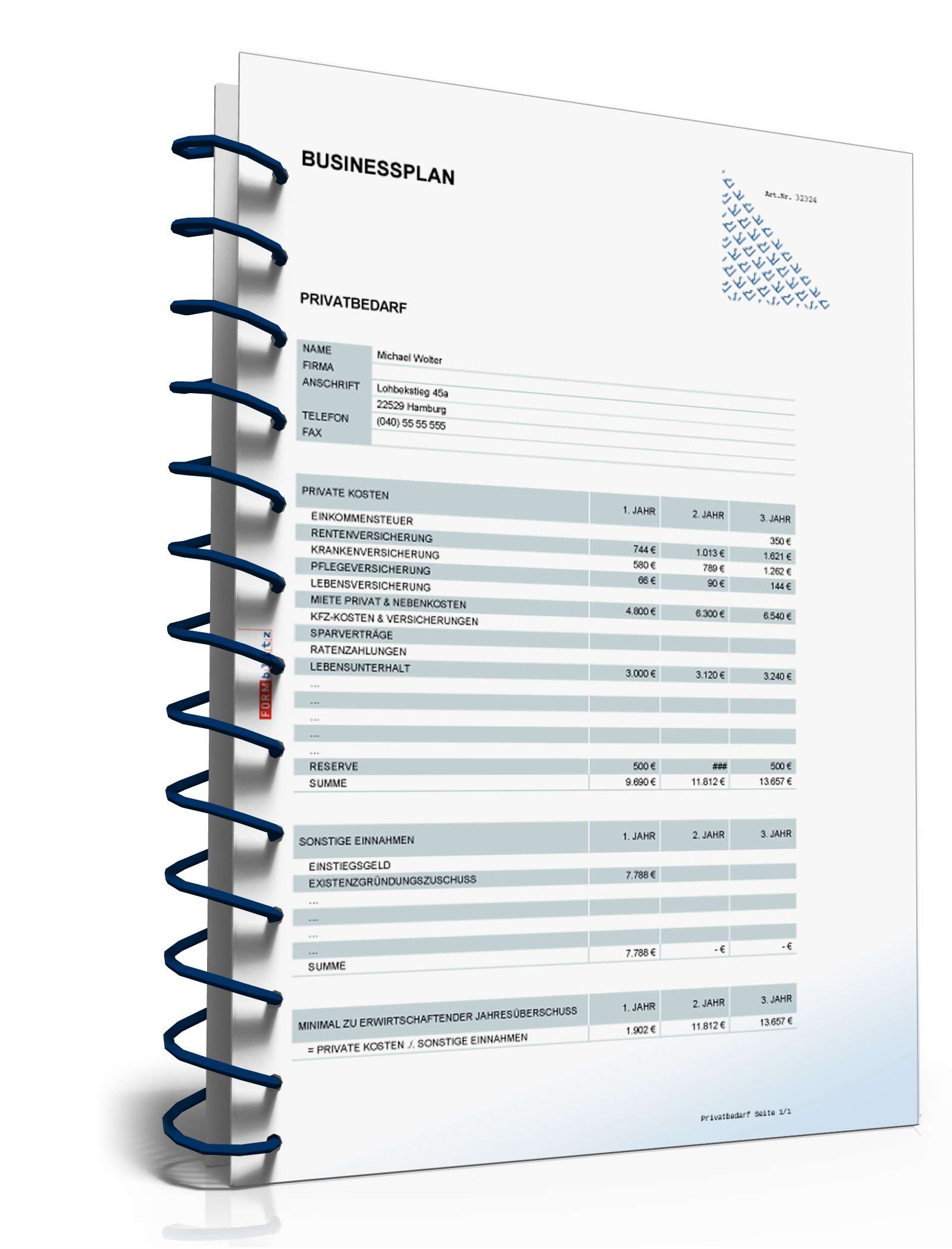 Businessplan für Freiberufler Excel. Seite: 13
