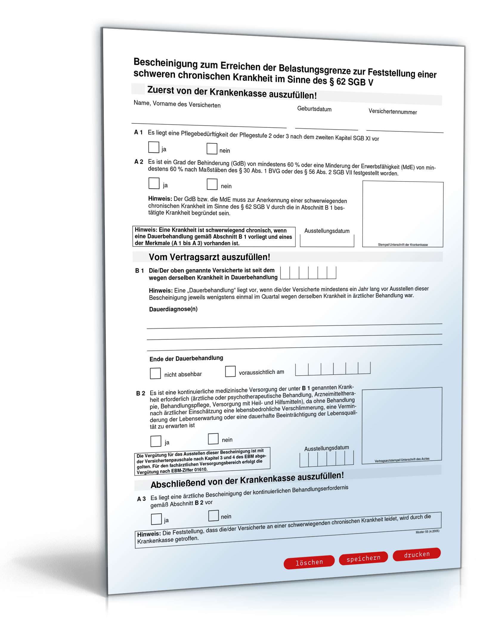 Bescheinigung zum Erreichen der Belastungsgrenze PDF