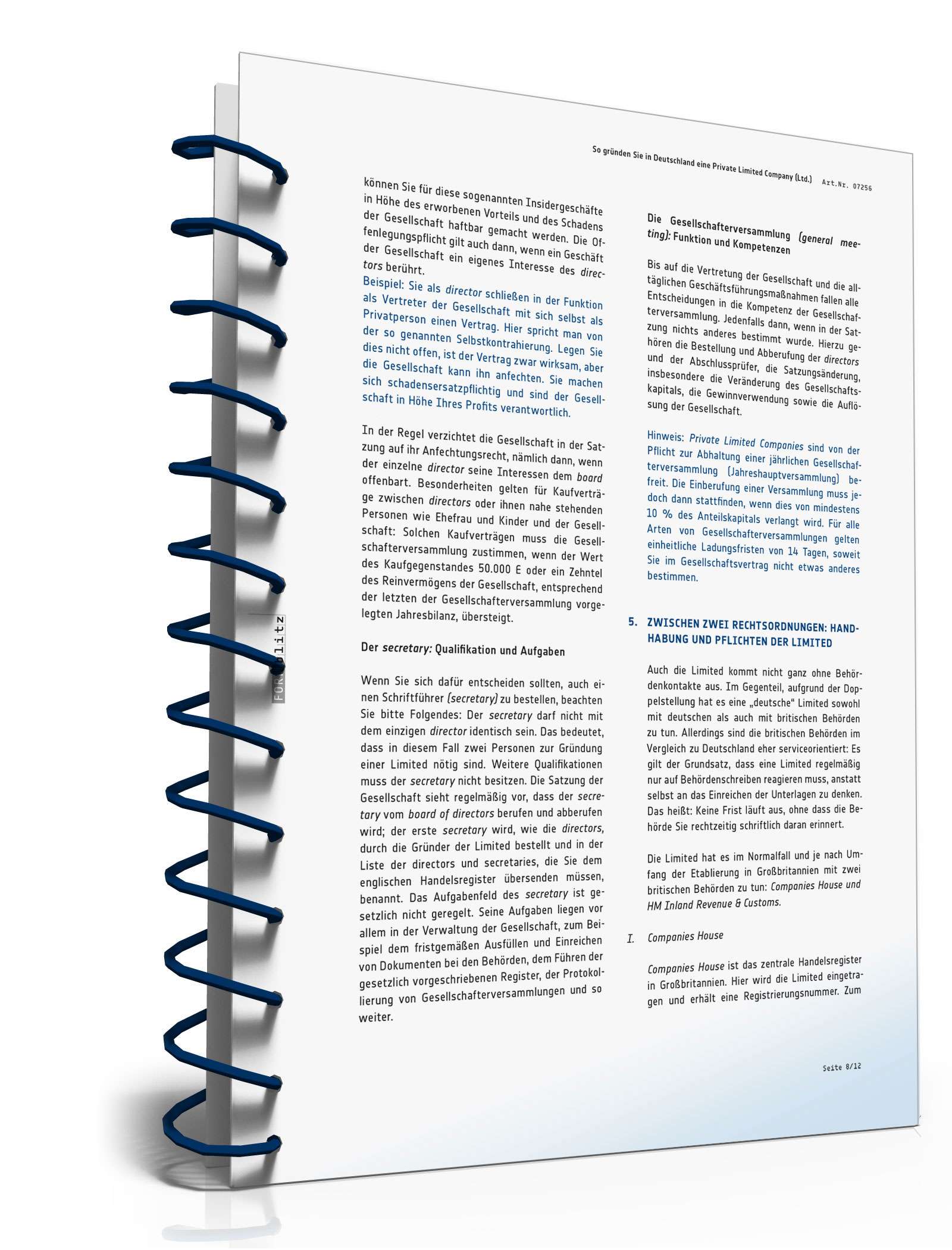 Ratgeber Gründung Private Limited Company  PDF. Seite: 9