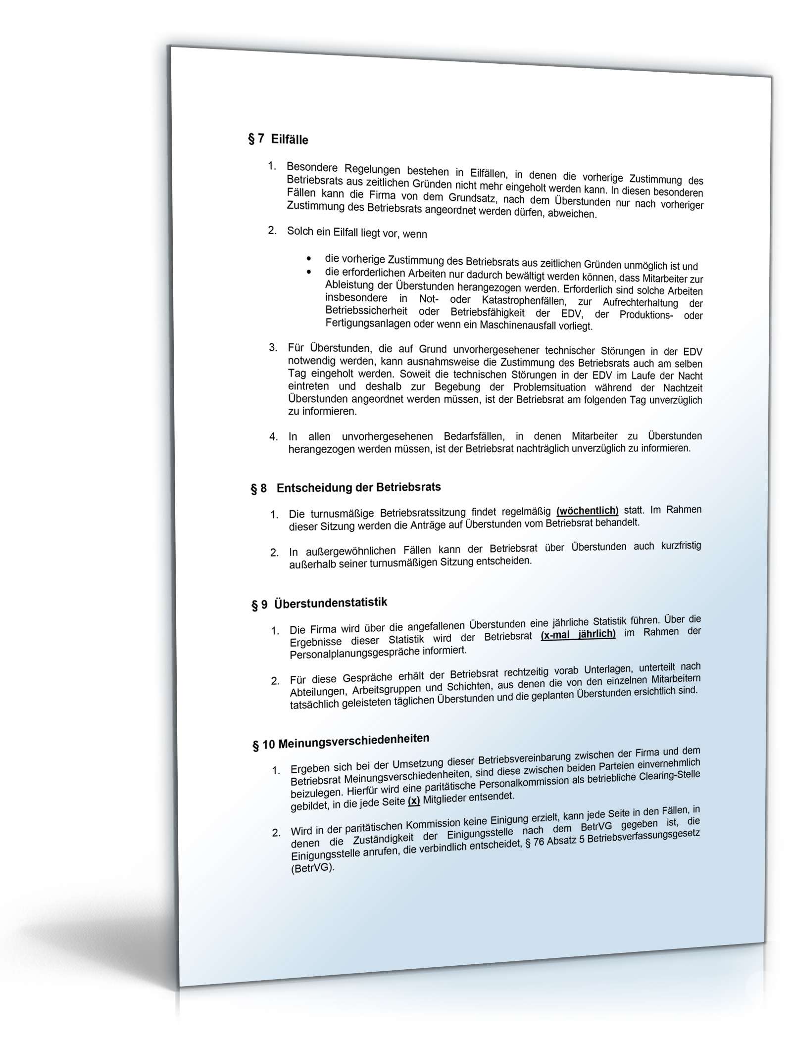 Betriebsvereinbarung zu Überstunden PDF. Seite: 3