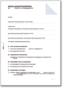 Gesellschaftsvertrag GmbH & Co. KG Word