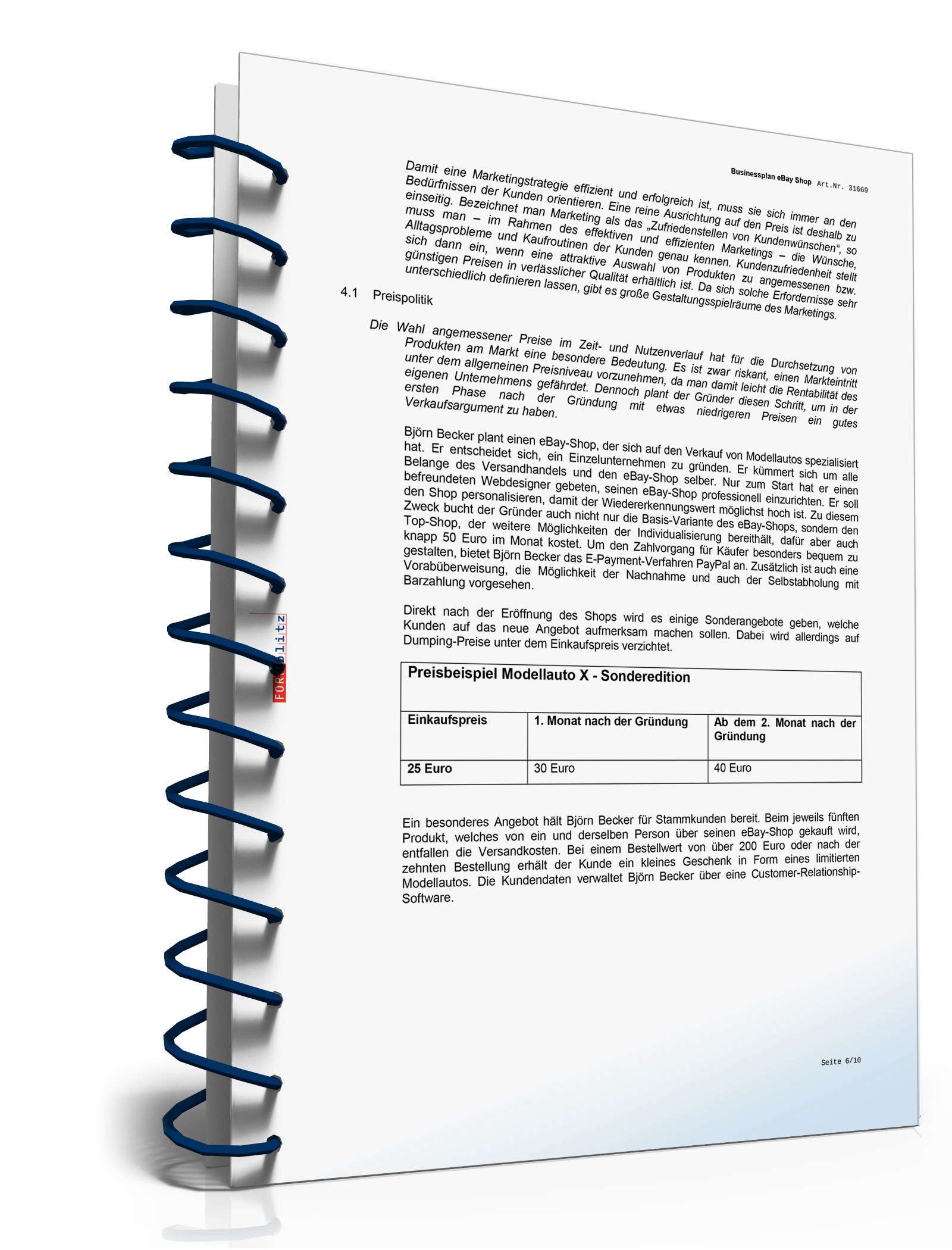 Businessplan eBay-Shop Excel. Seite: 13