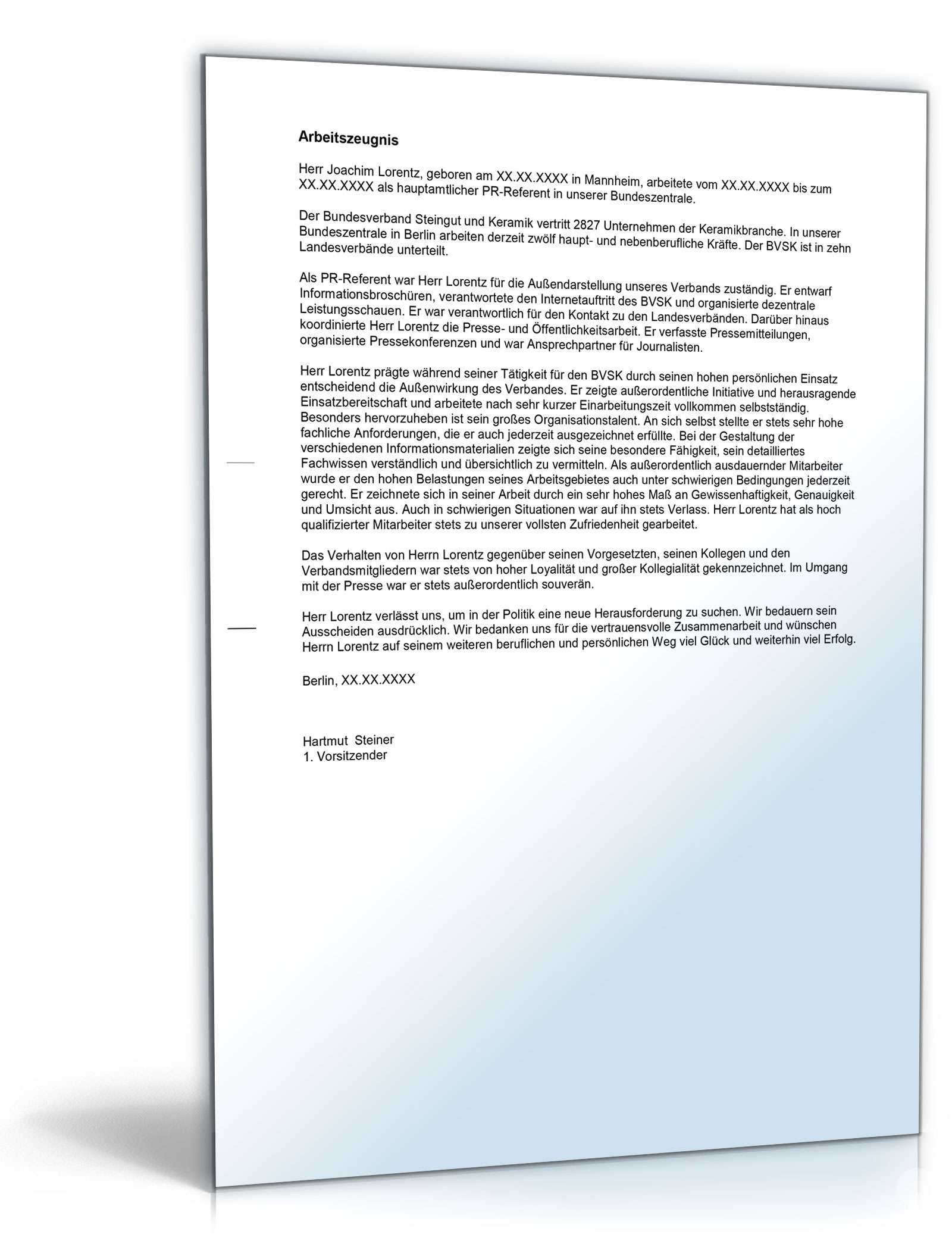 Arbeitszeugnis Pressereferent Excel. Seite: 3