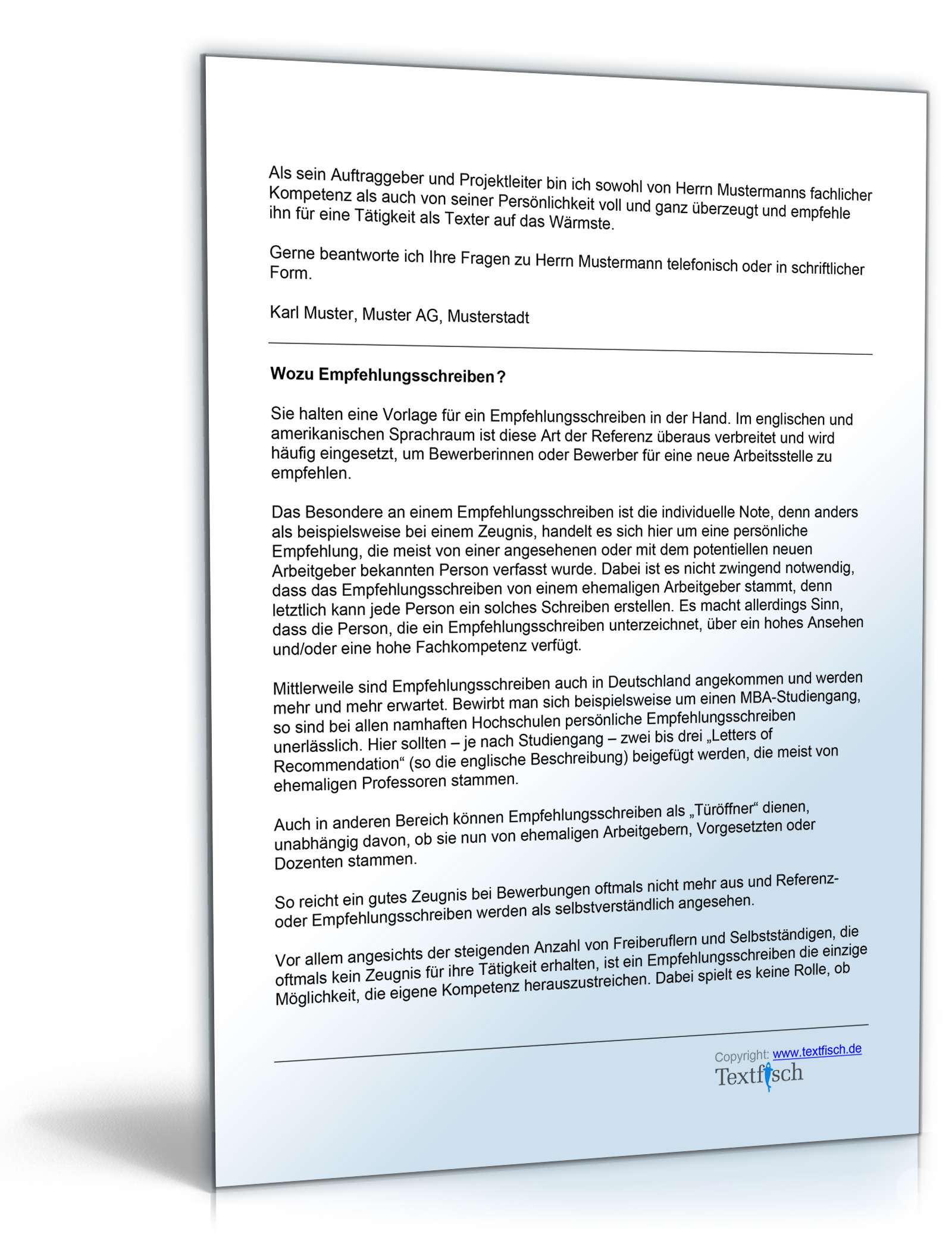 Referenzschreiben für einen Texter Word. Seite: 2