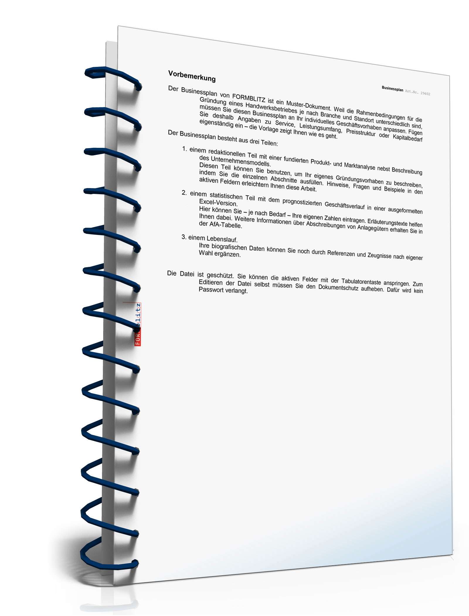 Businessplan Handwerk Excel. Seite: 3