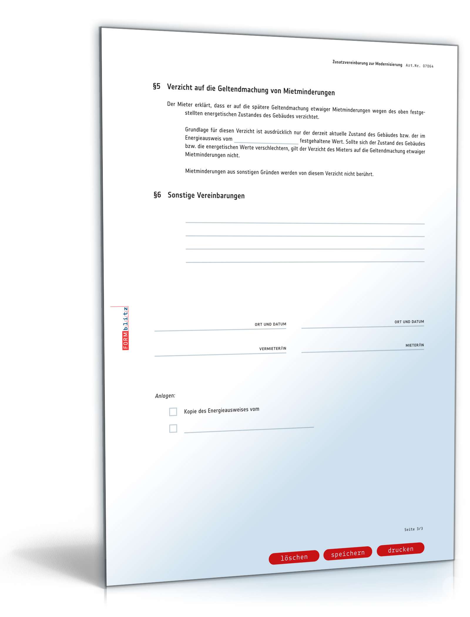 Zusatzvereinbarung Energieausweis PDF. Seite: 3