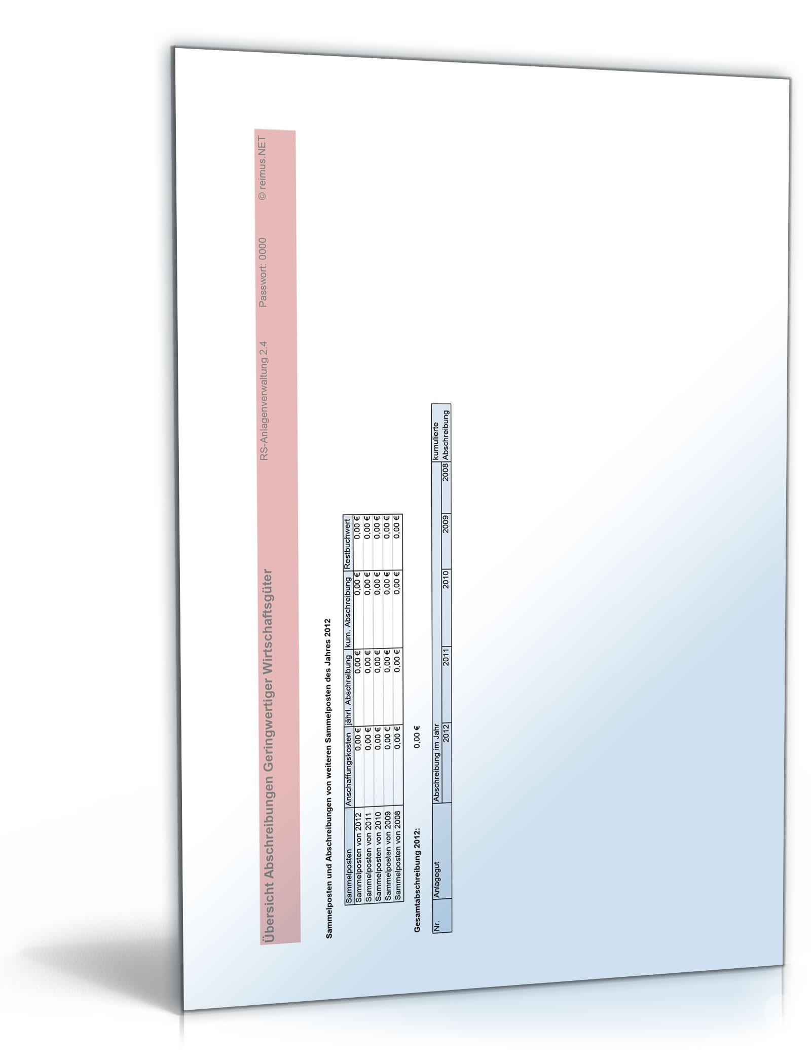 Anlagenverwaltung Excel. Seite: 8