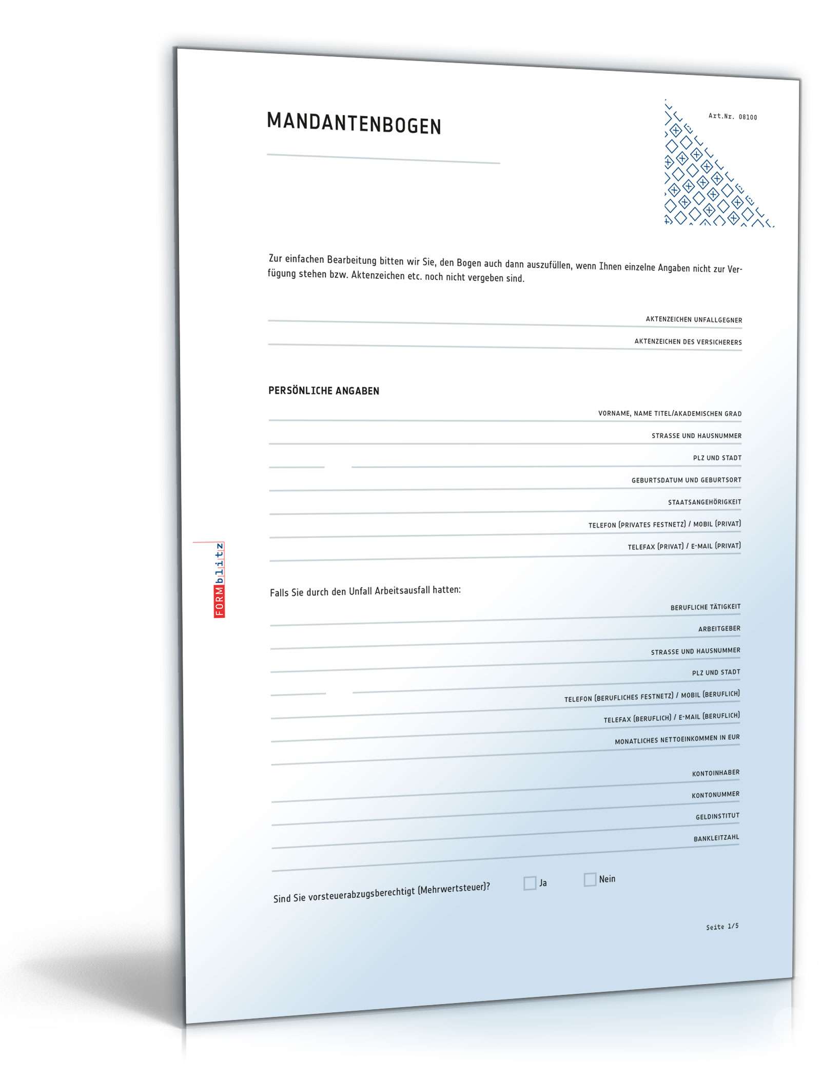 Mandantenbogen Verkehrssachen PDF