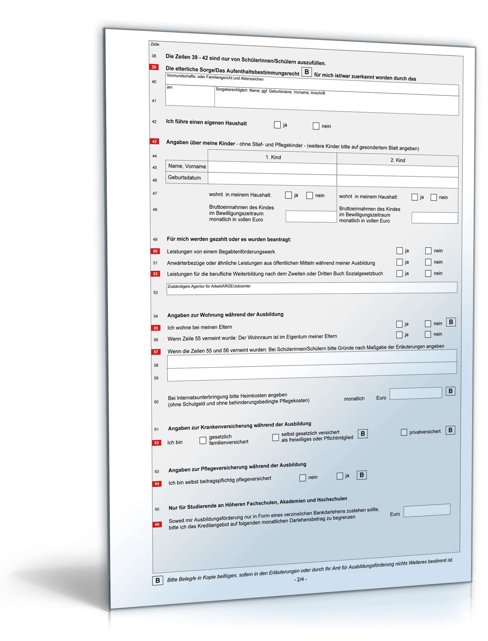 Antrag auf Ausbildungsförderung PDF. Seite: 2