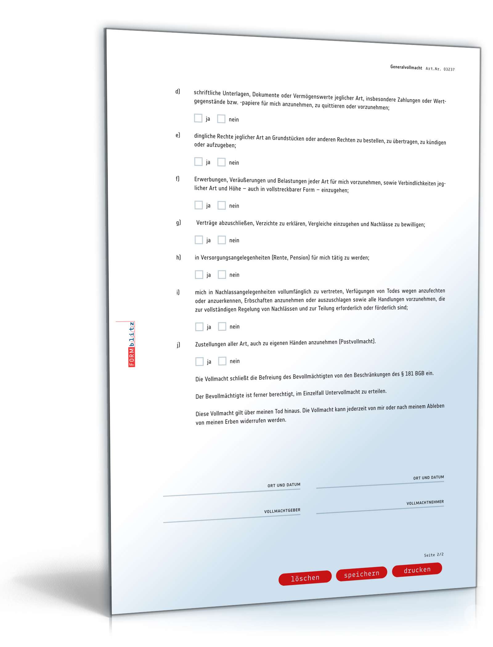 Generalvollmacht PDF. Seite: 2