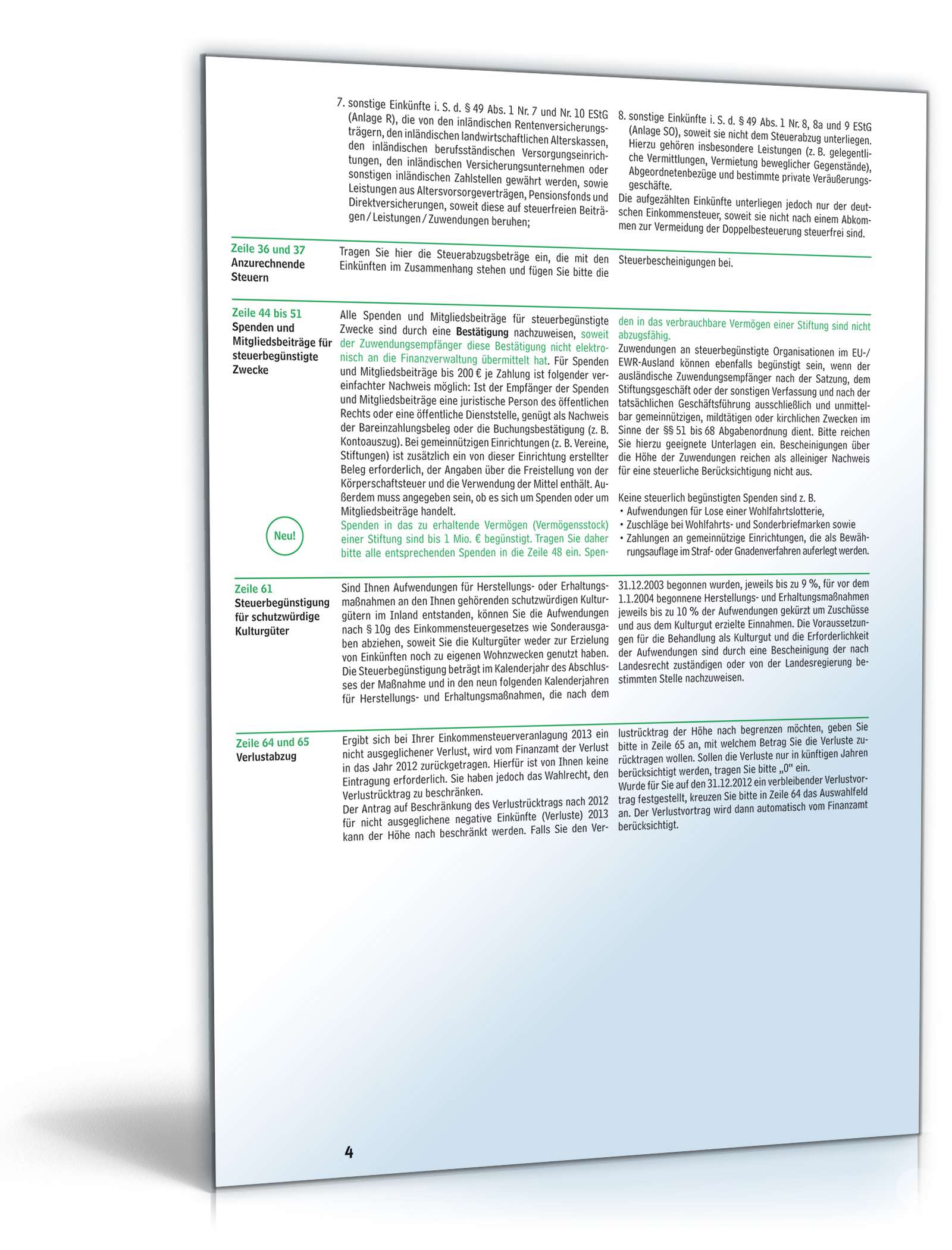 Anleitung zur Einkommensteuererklärung 2013 für beschränkt Steuerpflichtige PDF. Seite: 4
