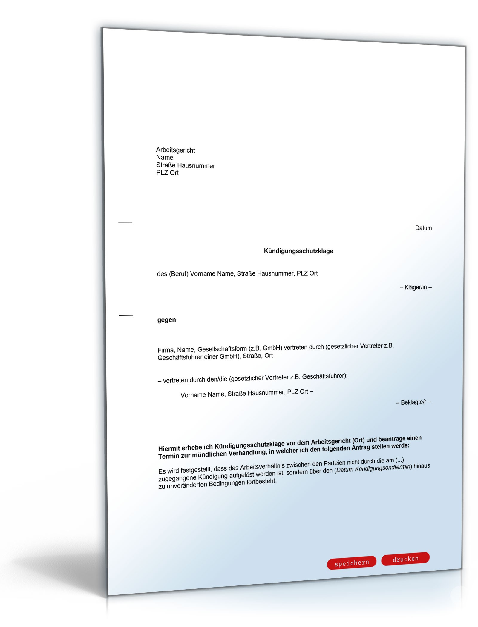 Kündigungsschutzklage PDF