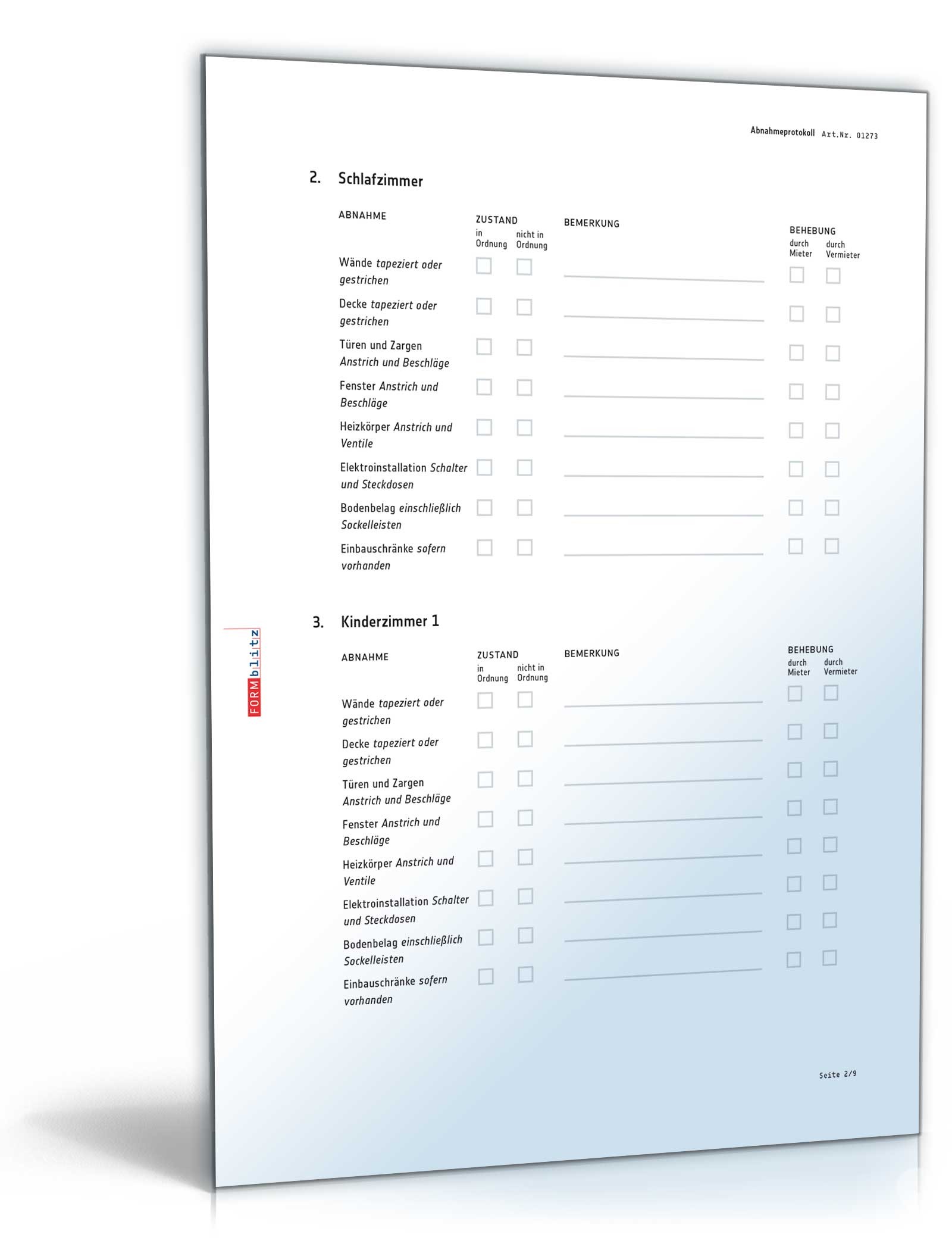 Abnahmeprotokoll Wohnung PDF. Seite: 3