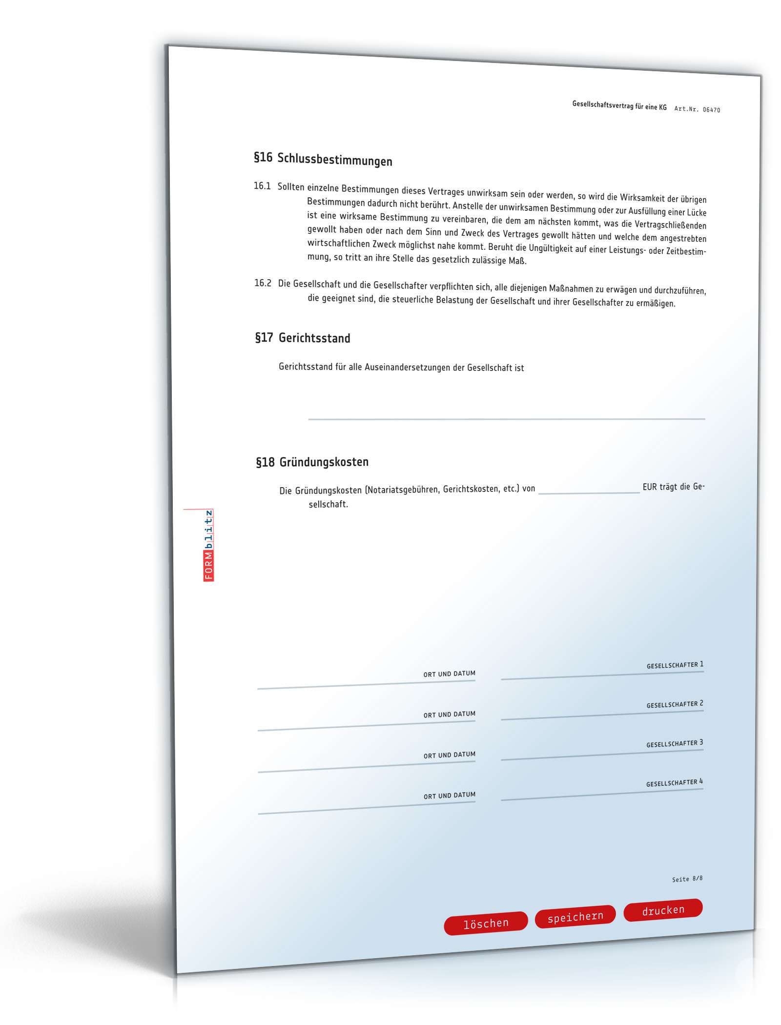 Gesellschaftsvertrag Kommanditgesellschaft PDF. Seite: 8