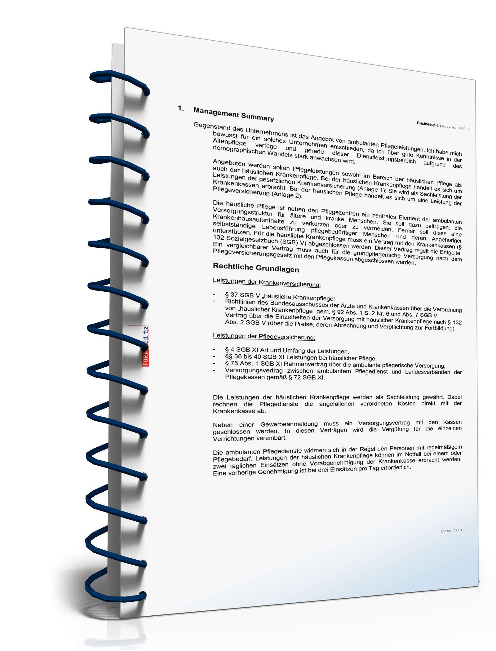 Businessplan Mobiler Pflegedienst Excel. Seite: 6