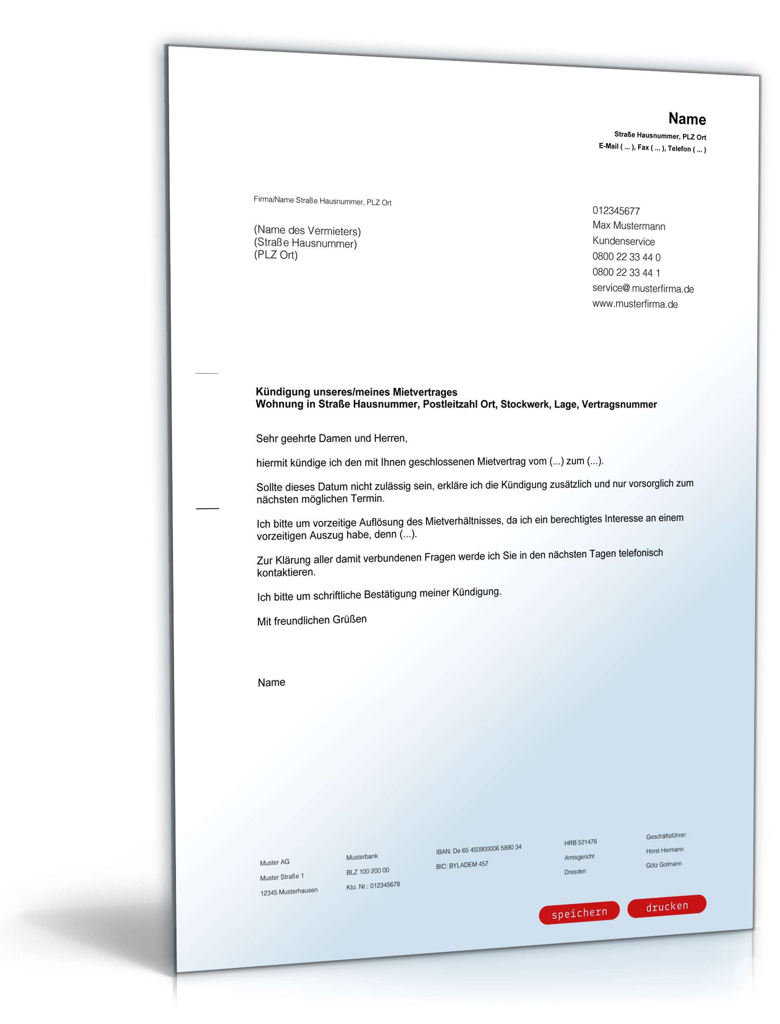Kündigung Mietvertrag durch Mieter PDF