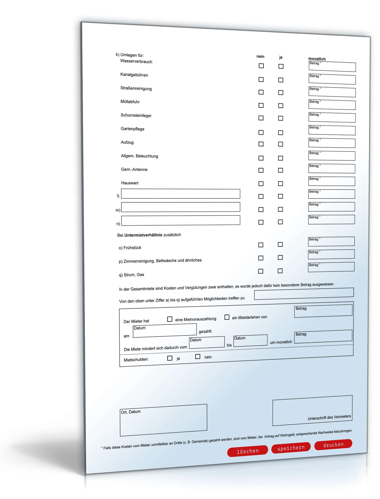 Mietbescheinigung PDF. Seite: 2