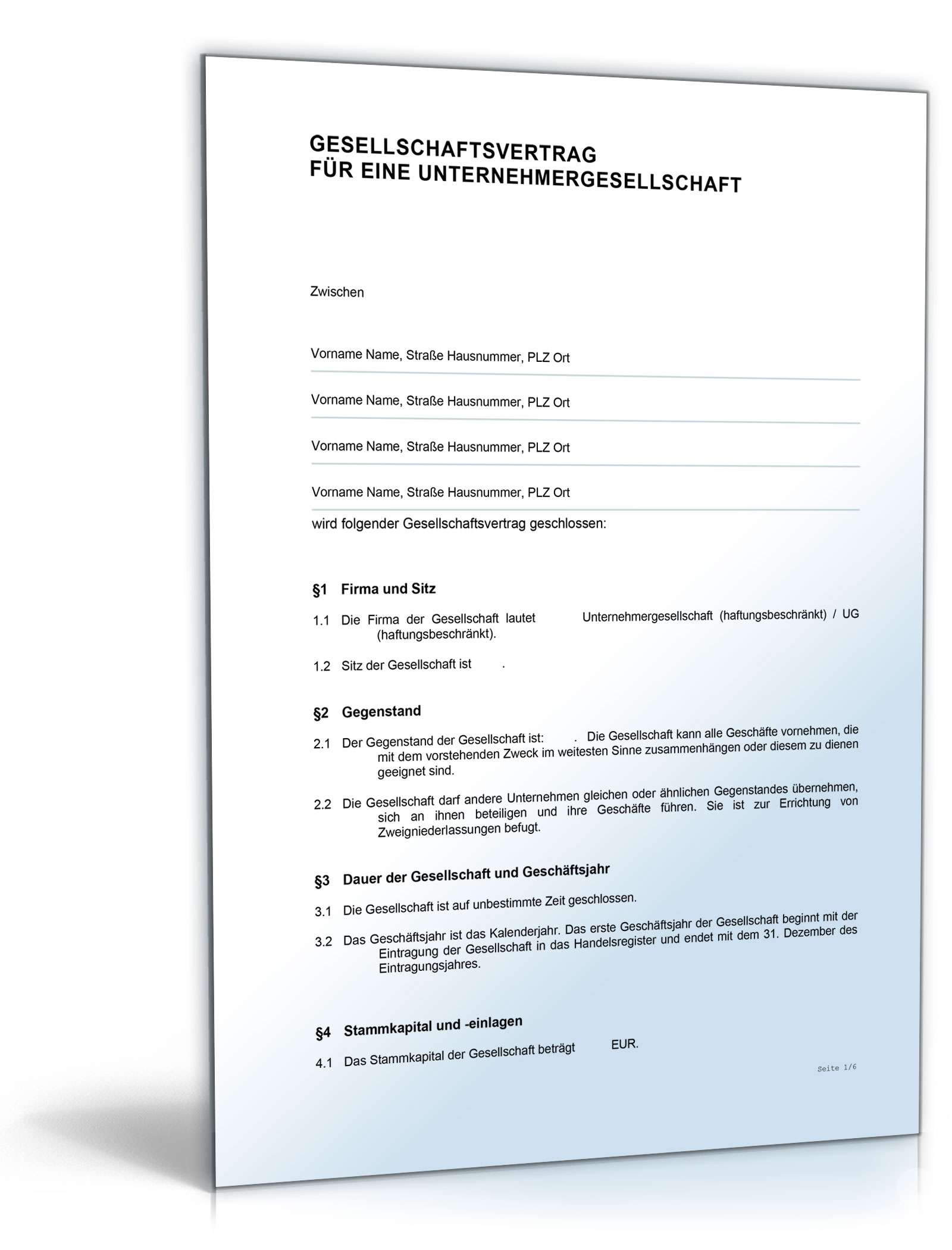 Gesellschaftsvertrag UG Word