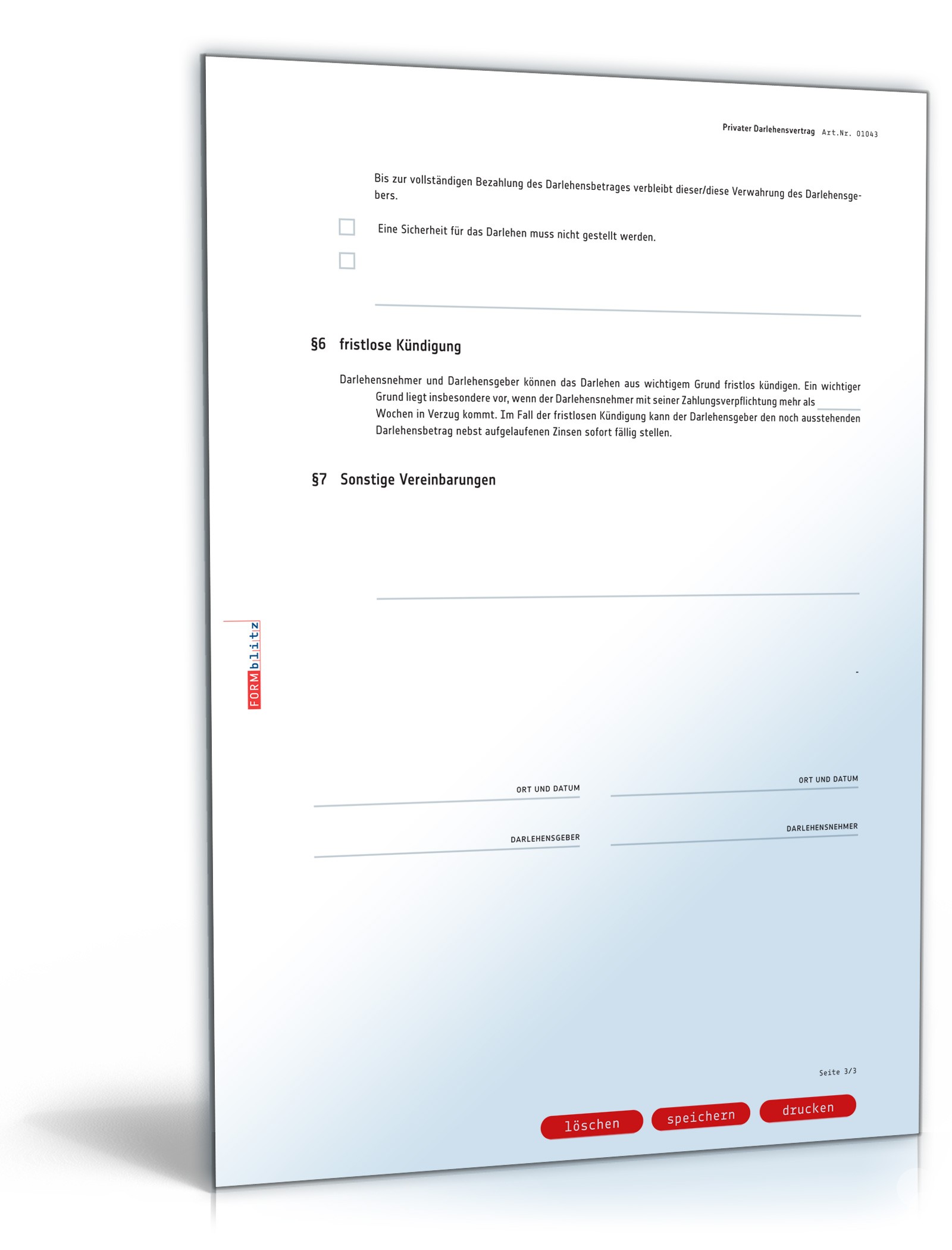 Privater Darlehensvertrag PDF. Seite: 3