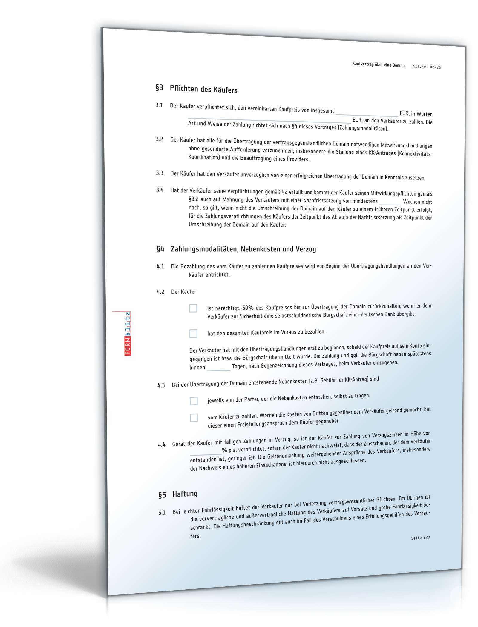 Kaufvertrag Domain PDF. Seite: 2