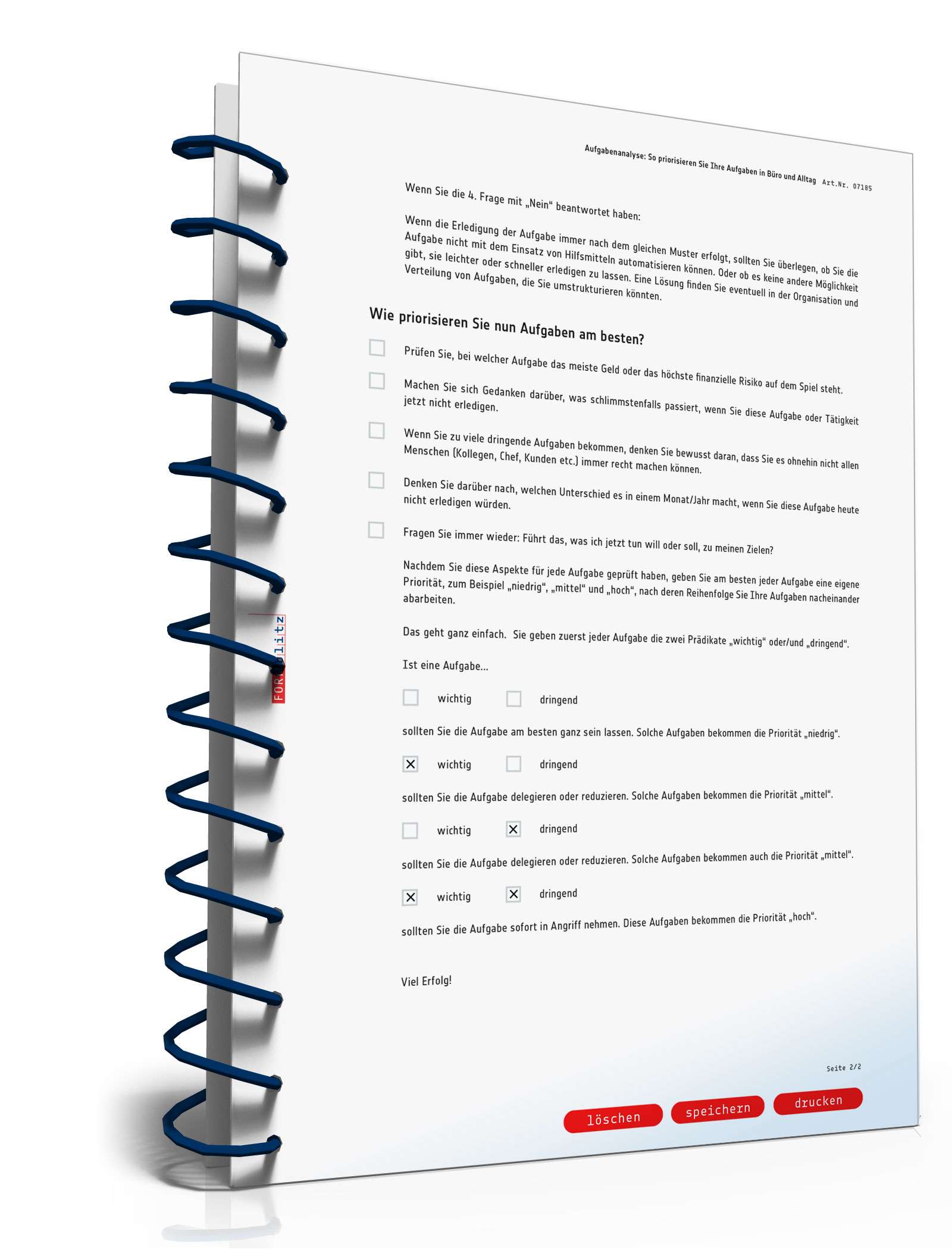 Checkliste Analyse/Priorisierung Aufgaben  PDF. Seite: 2