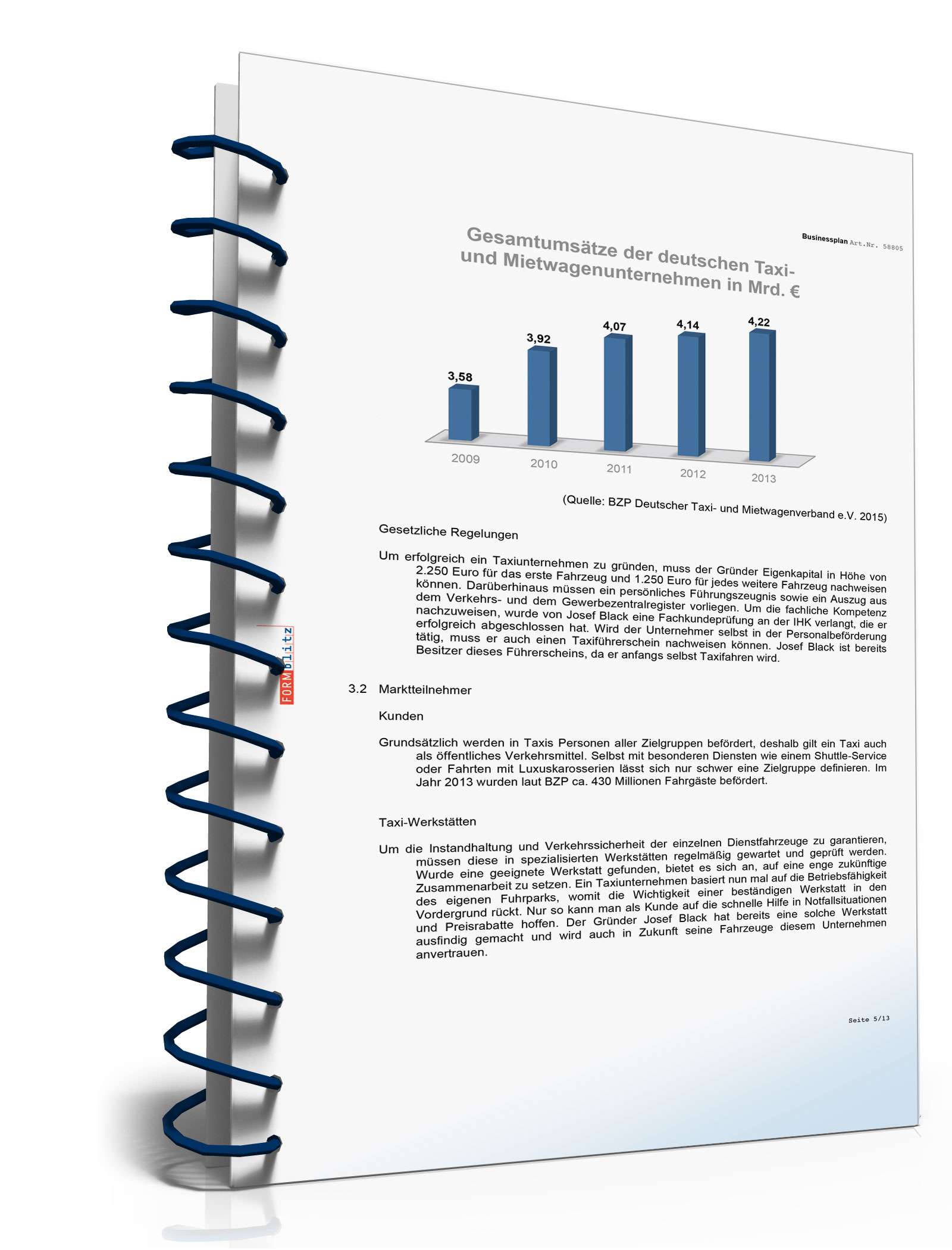 Businessplan Taxi-Unternehmer Excel. Seite: 3