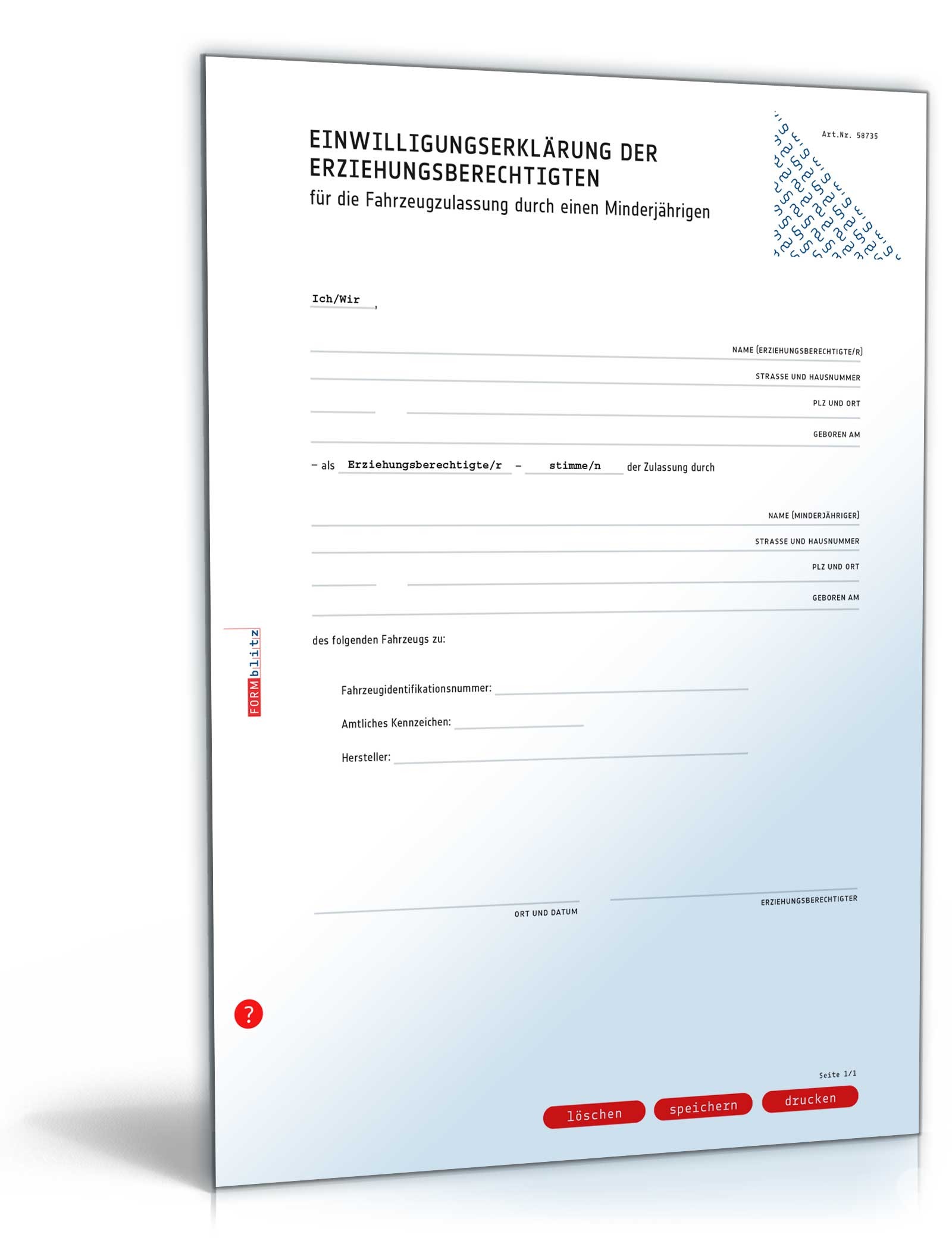 Einwilligungserklärung Zulassung Kfz PDF