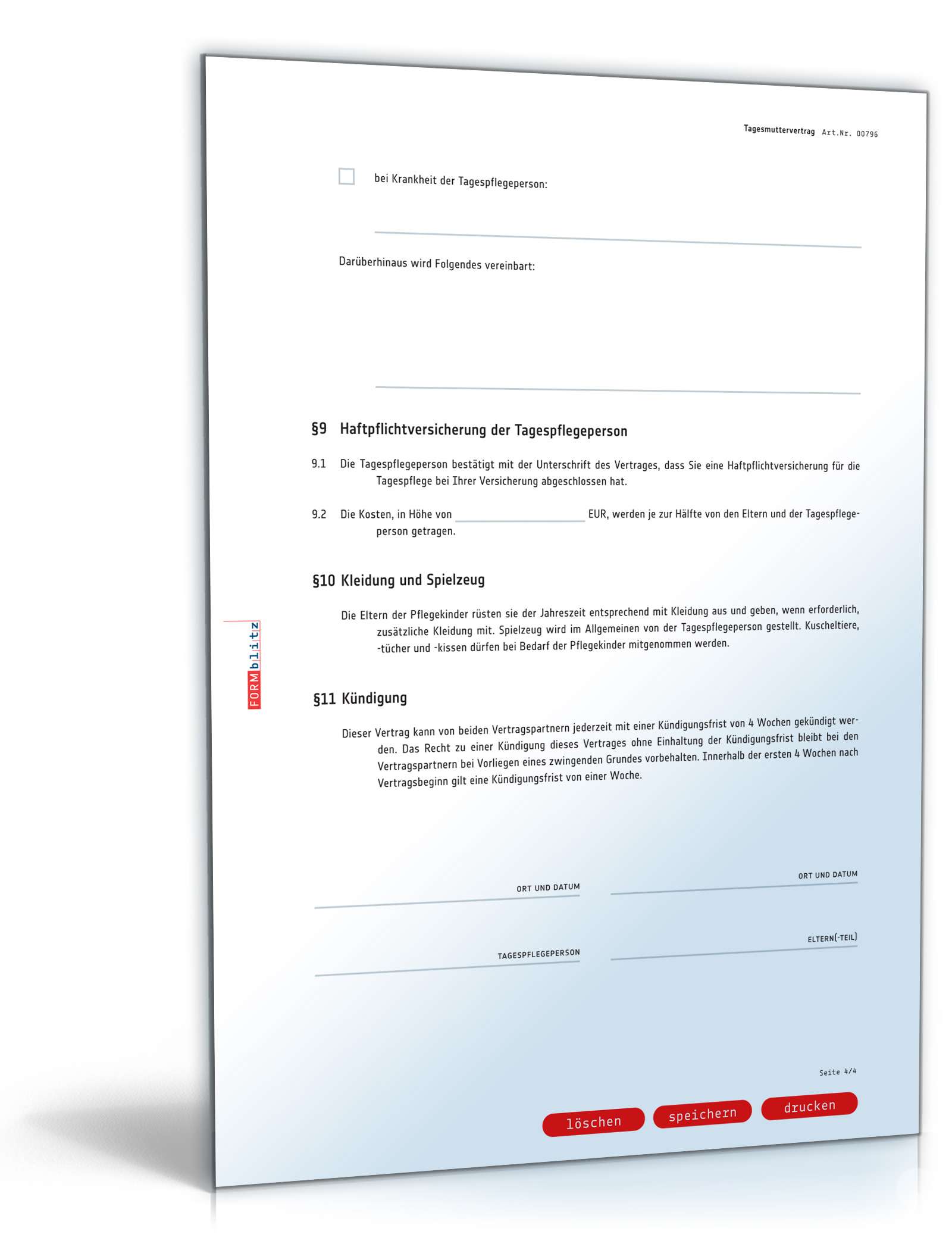 Tagesmuttervertrag PDF. Seite: 4